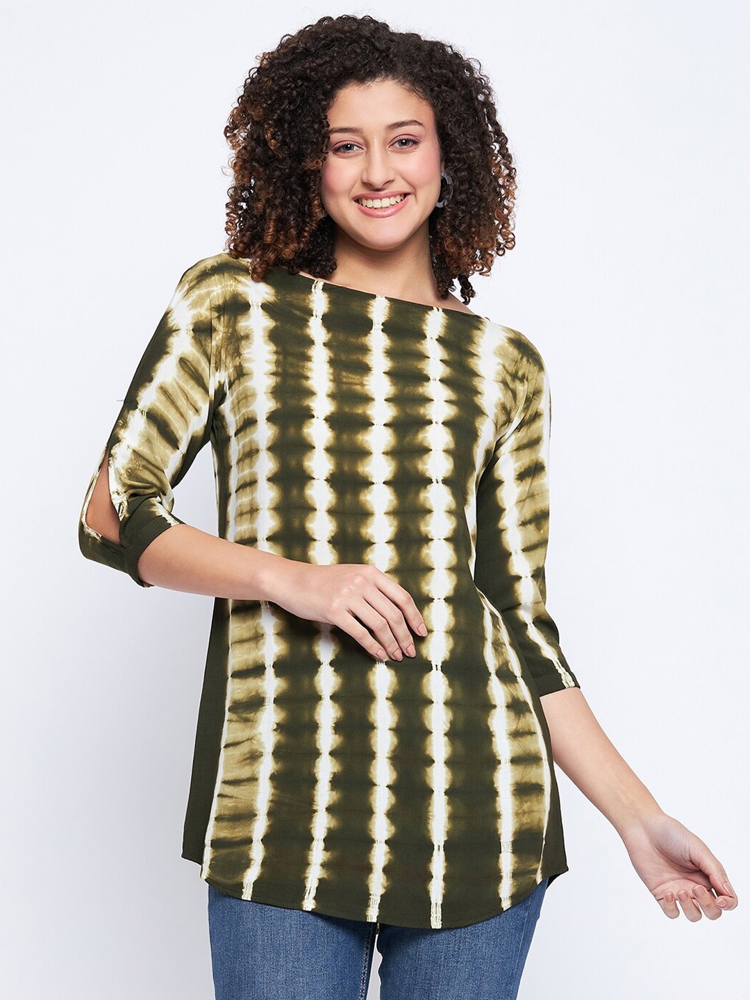 

Ruhaans Boat Neck Tie & Dyed Tunic, Green