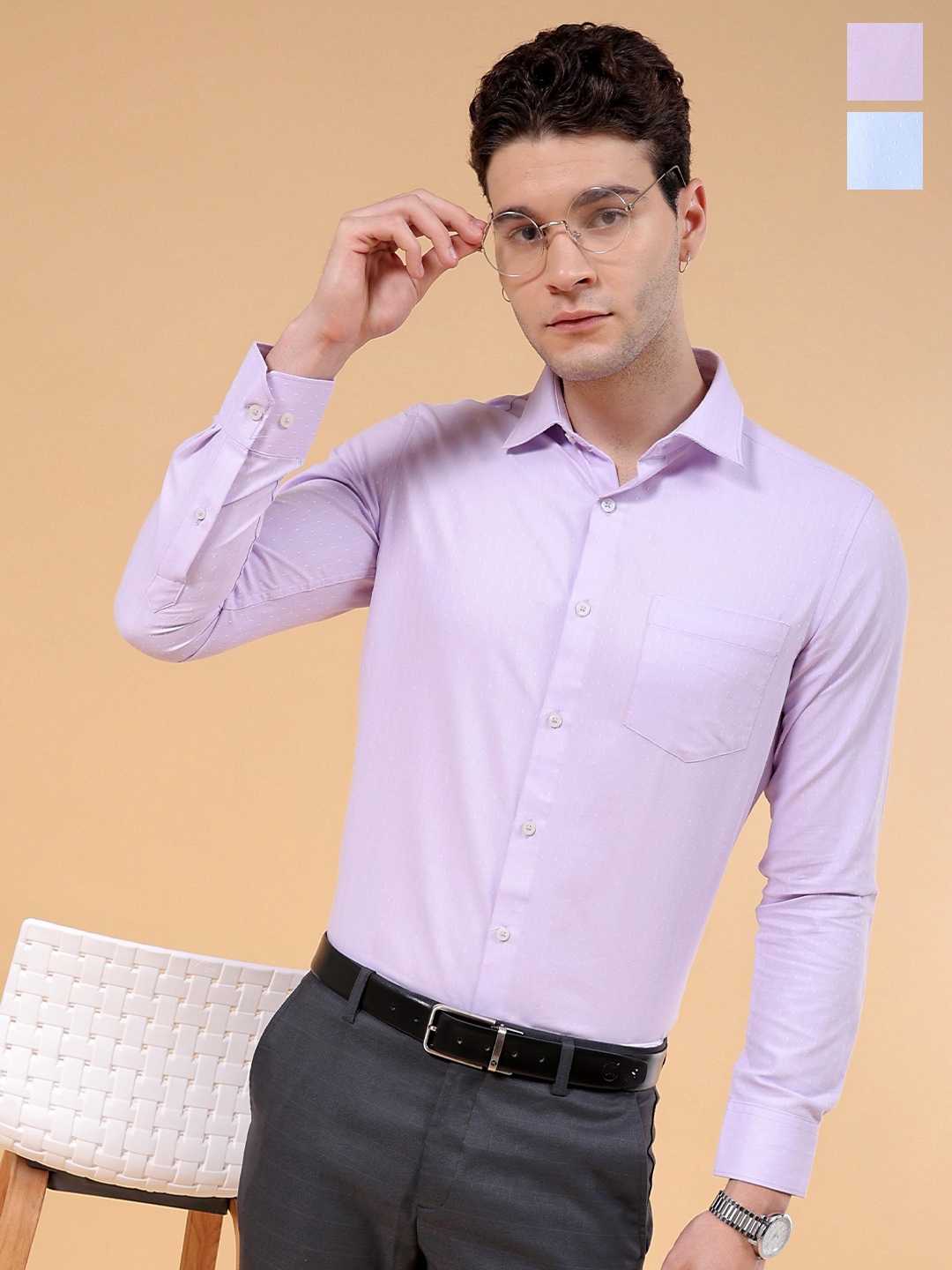 

Luxe by TIGC Pack Of 2 Cutaway Collar Cotton Formal Shirts, Lavender