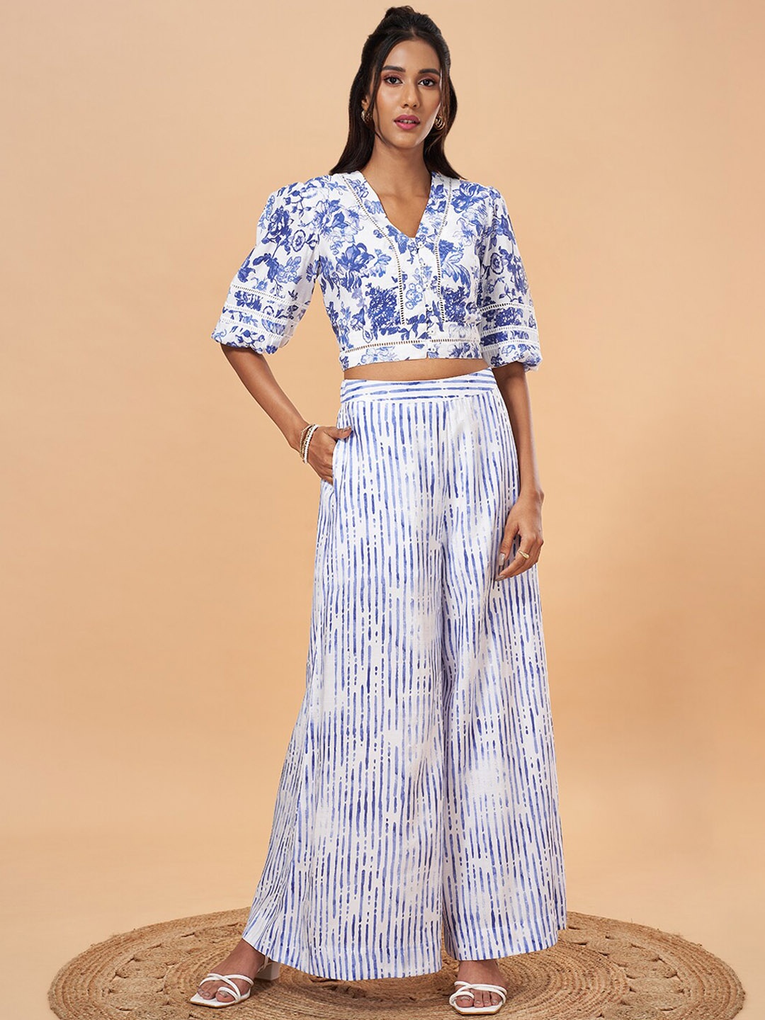 

Marigold Lane Printed Top With Palazzo, White