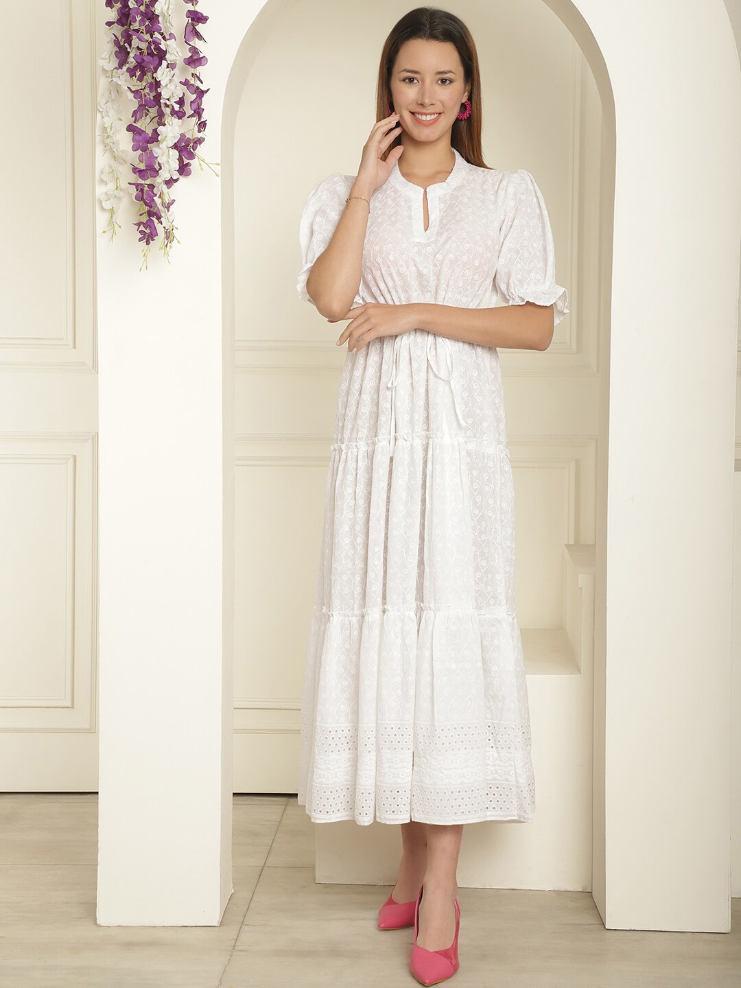 

Aawari A-Line Tiered Maxi Dress, White