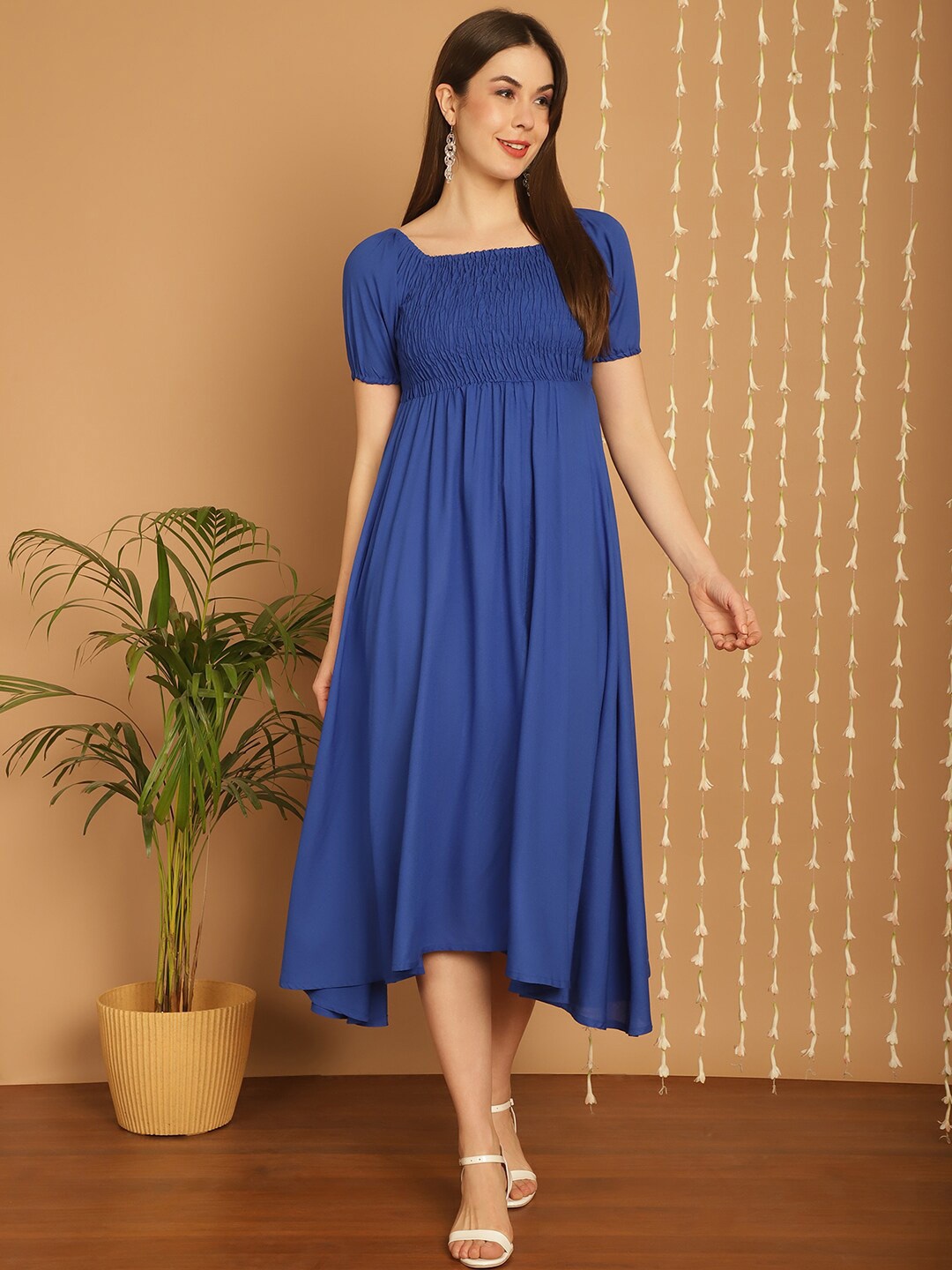 

Aawari Square Neck Empire Midi Dress, Blue