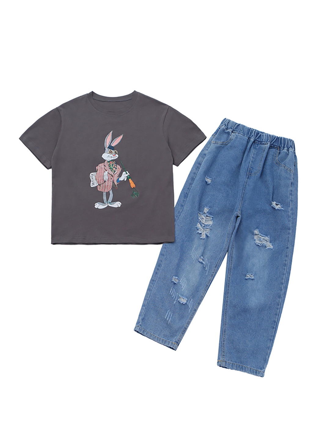 

StyleCast x Revolte Girls Printed T-shirt With Trousers, Grey