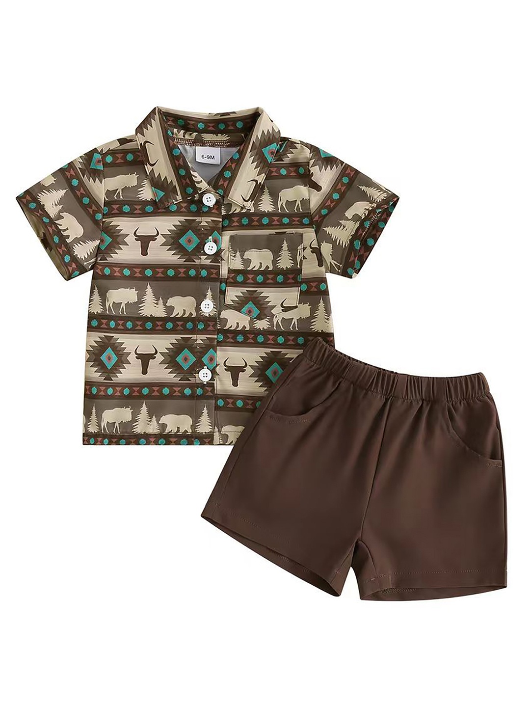 

StyleCast x Revolte Boys Printed Shirt With Shorts, Brown