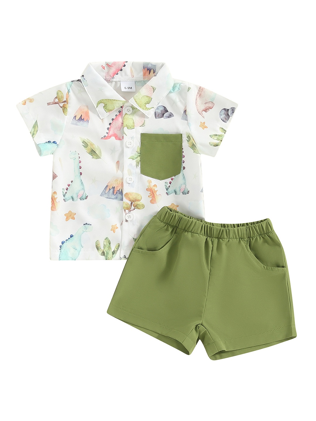 

StyleCast x Revolte Boys White & Green Printed Shirt with Shorts