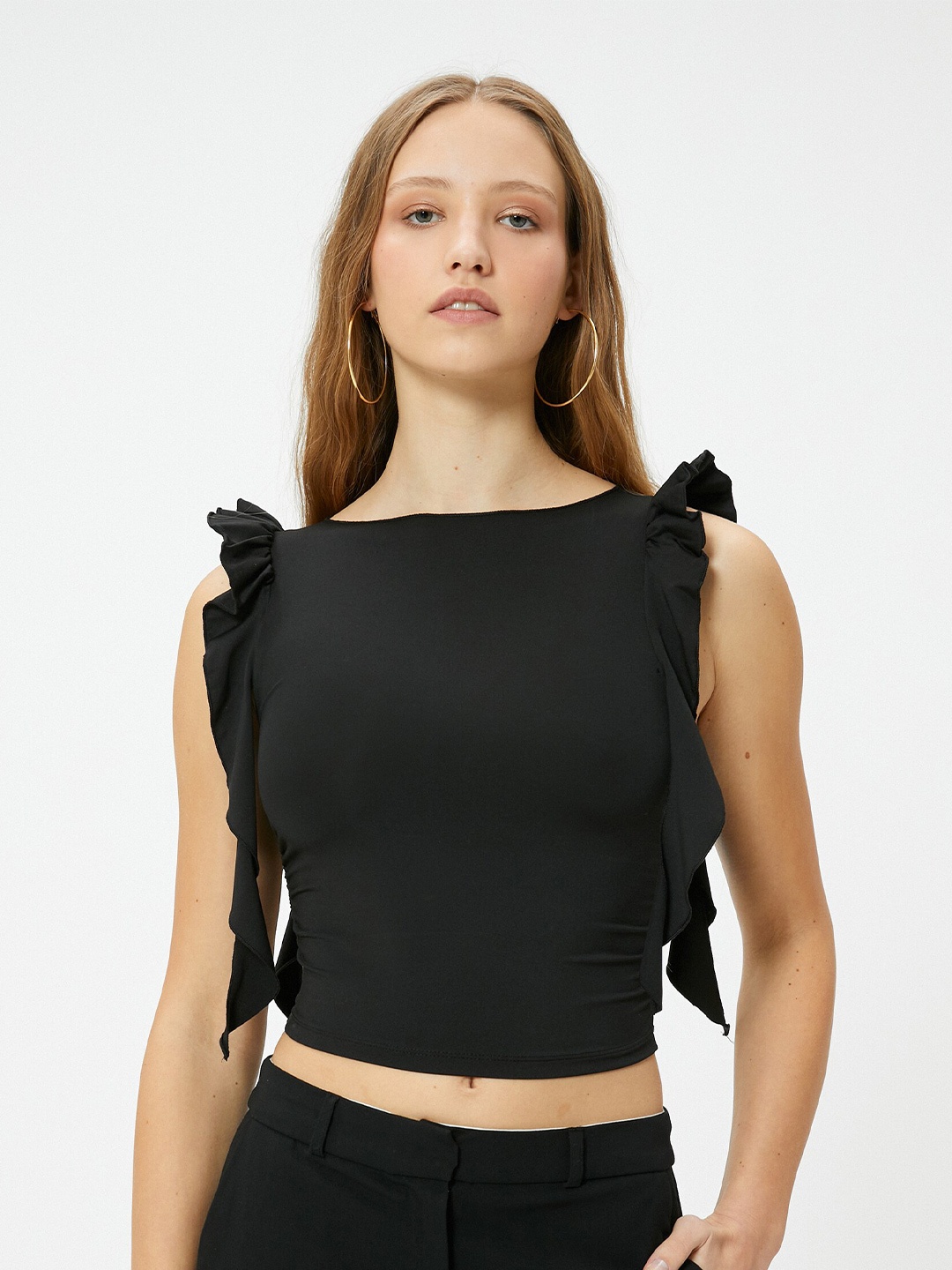 

Koton Boat Neck Sleeveless Top, Black