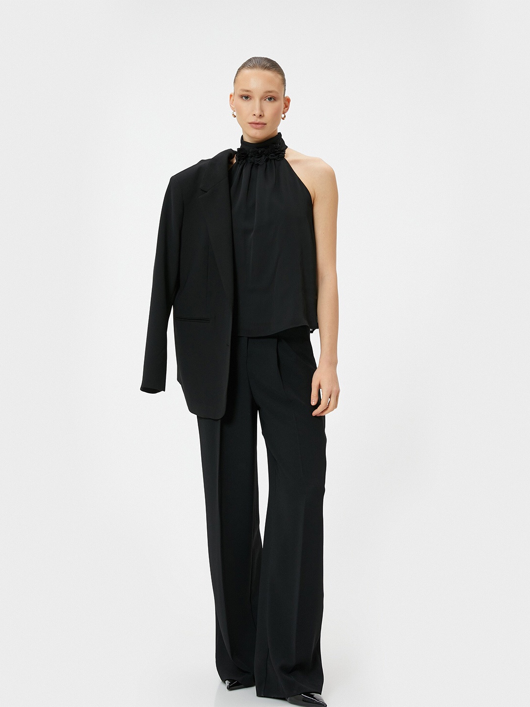 

Koton Gathered Halter Neck Top, Black