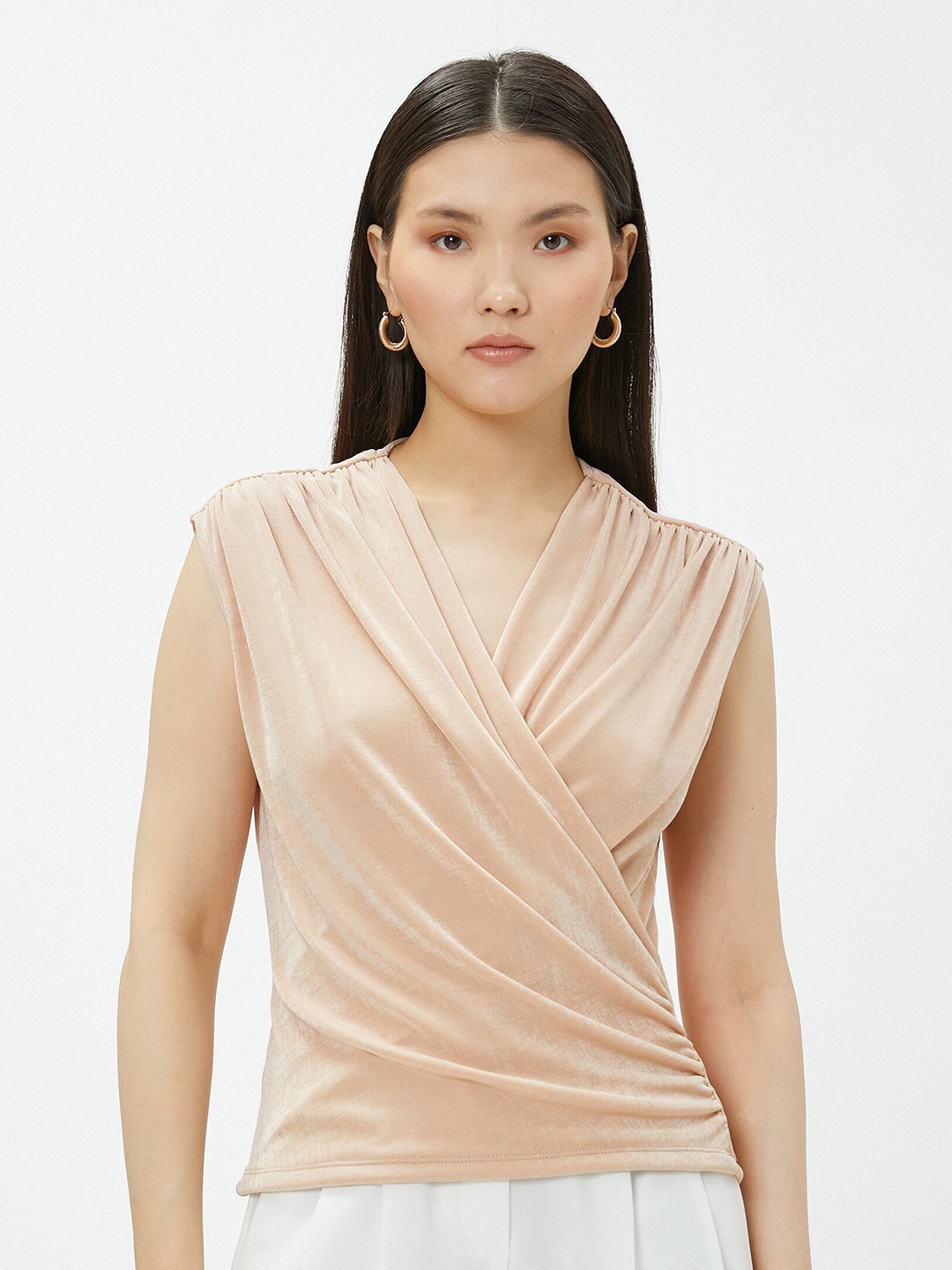 

Koton V-Neck Sleeveless Wrap Top, Pink