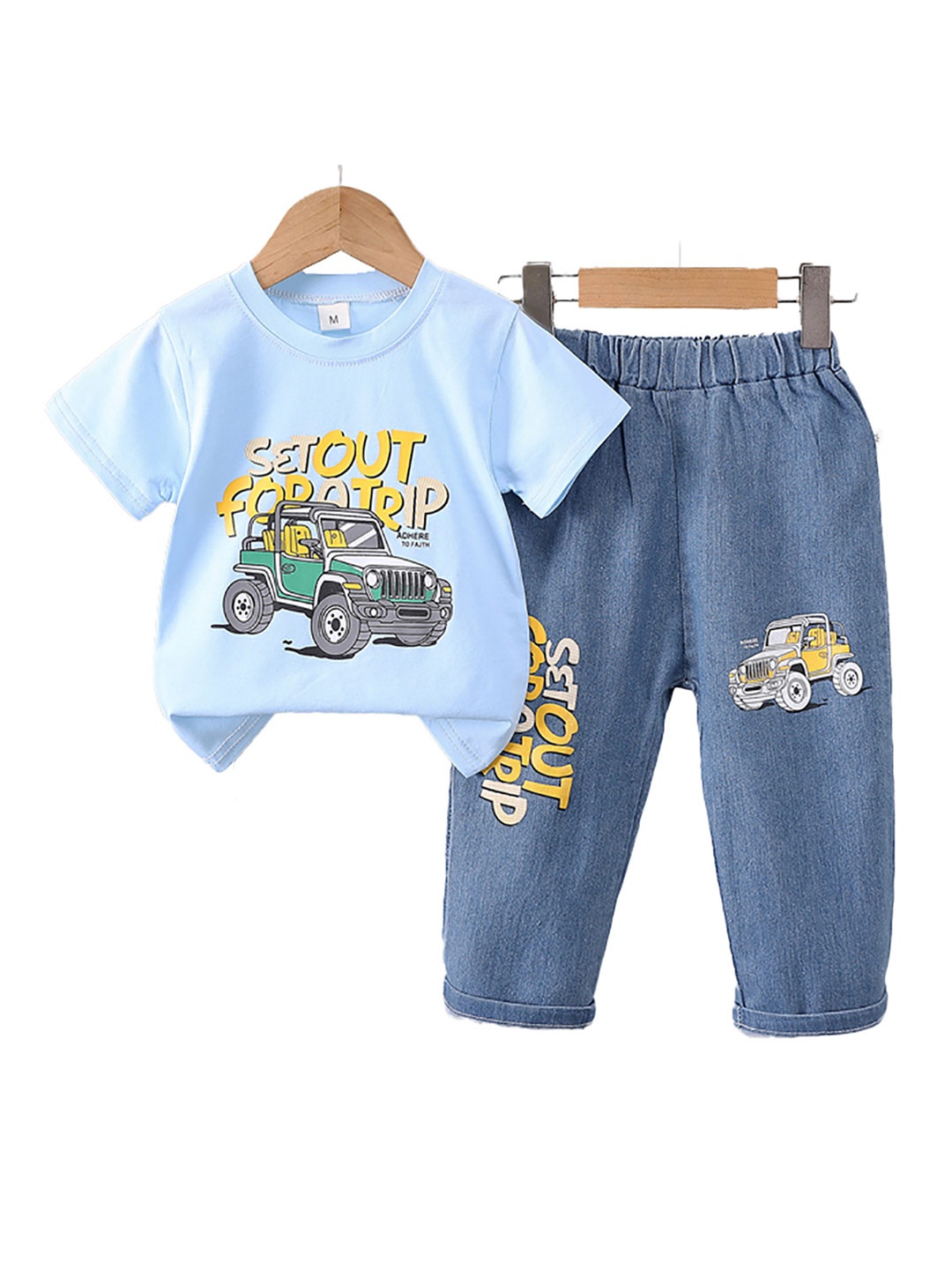 

StyleCast x Revolte Boys Short Sleeves Printed T-shirt with Trousers, Blue