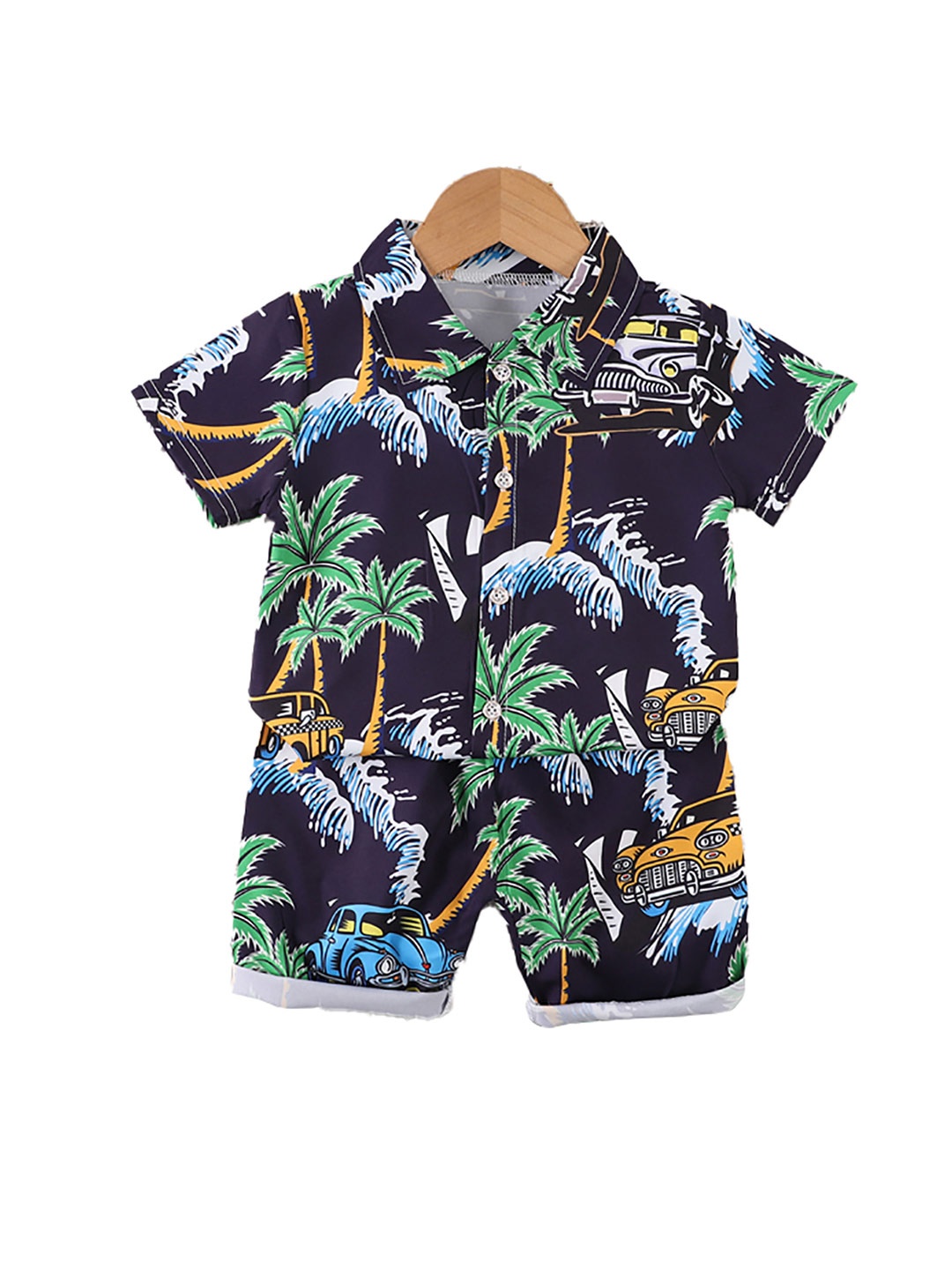 

StyleCast x Revolte Boys Short Sleeves Printed Shirt with Shorts, Black