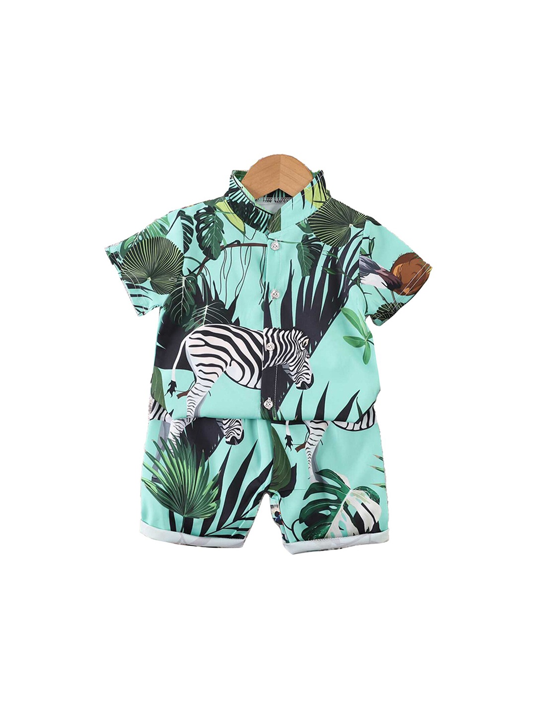 StyleCast x Revolte Boys Printed Shirt with Shorts, Green