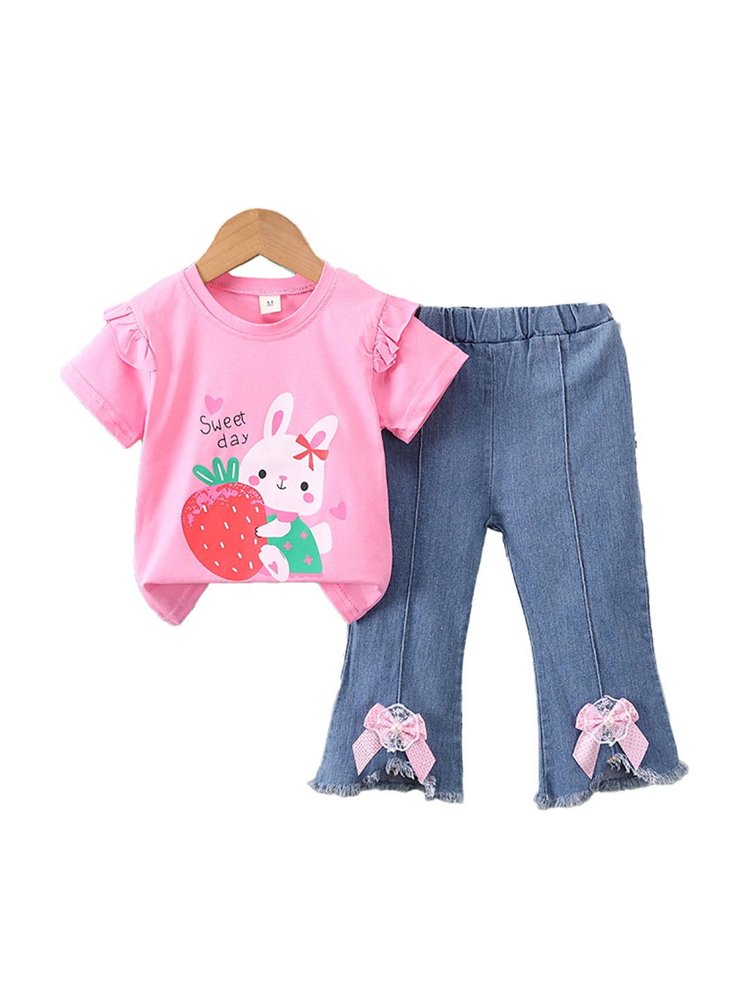 

StyleCast x Revolte Girls Pink Printed T-shirt with Trousers, Fuchsia