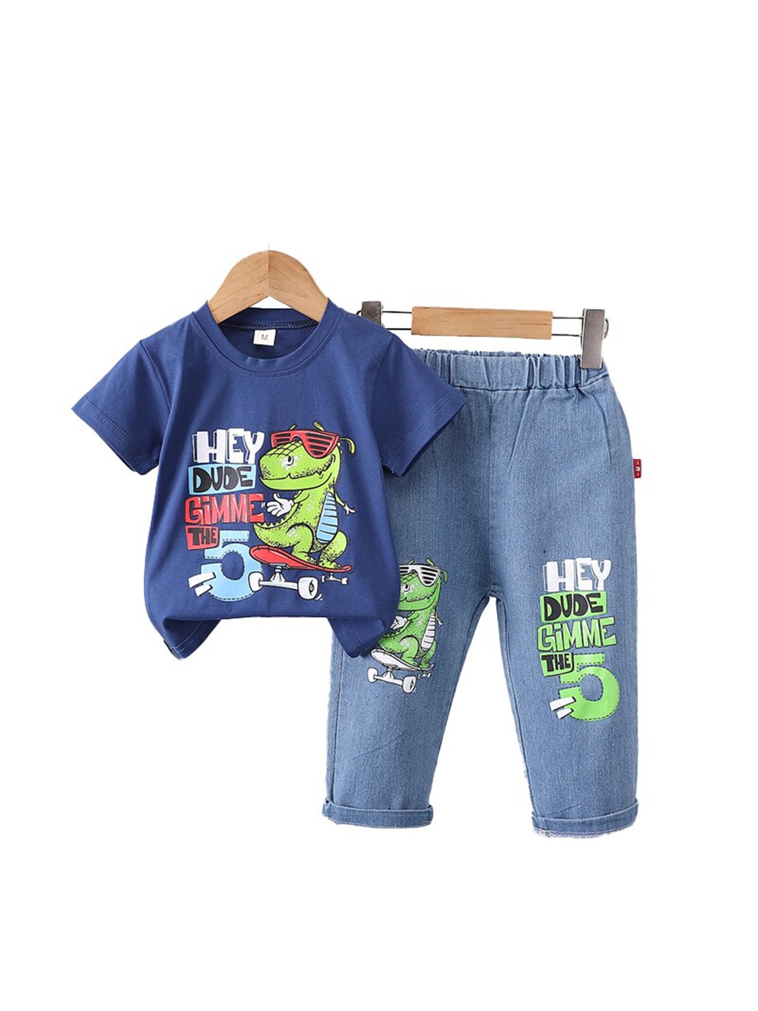 

StyleCast x Revolte Boys Short Sleeves Round Neck Printed T-shirt with Trousers, Navy blue