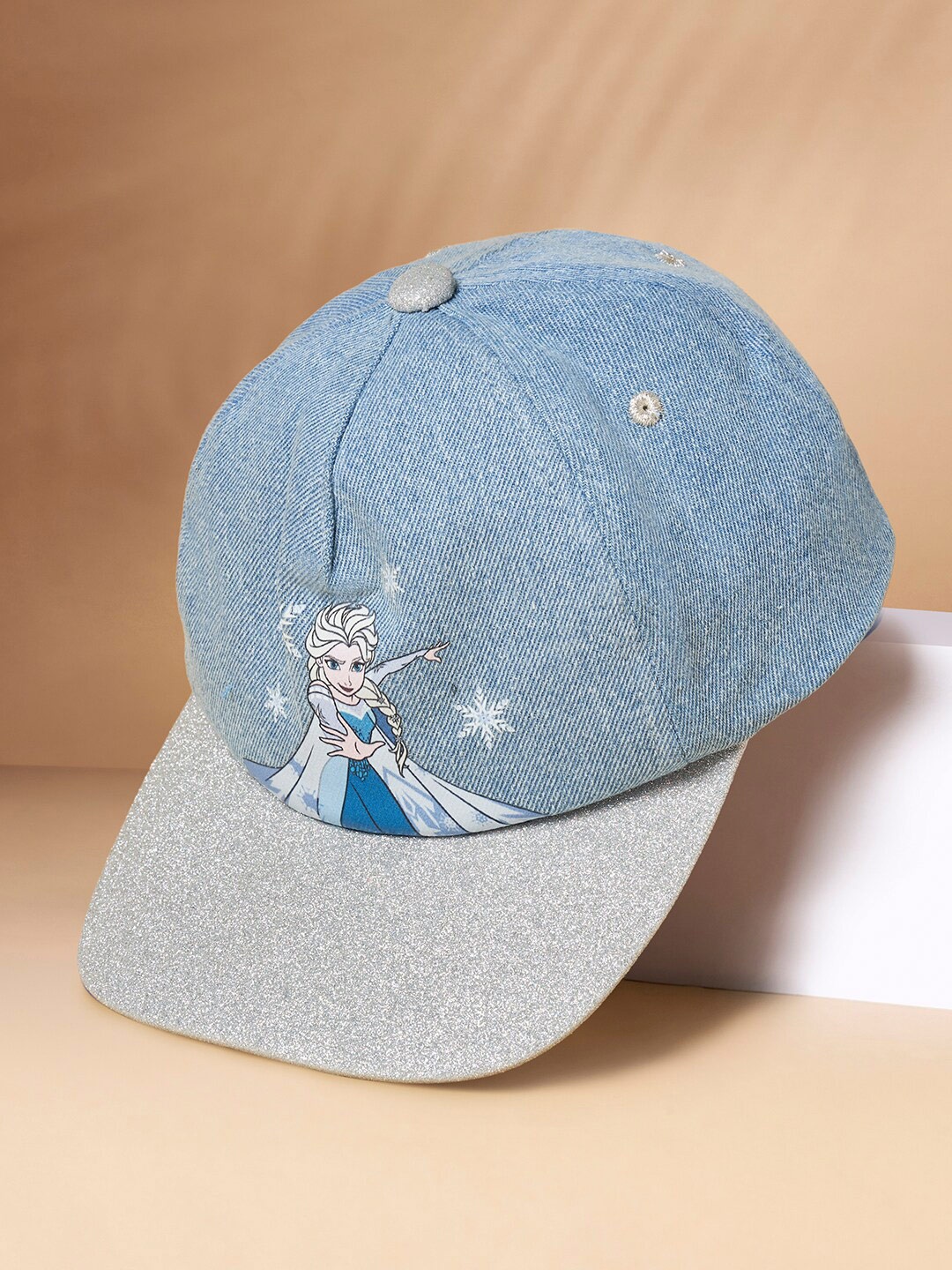 Pantaloons Junior Girls Cinderella Printed Cotton Baseball Cap, Blue