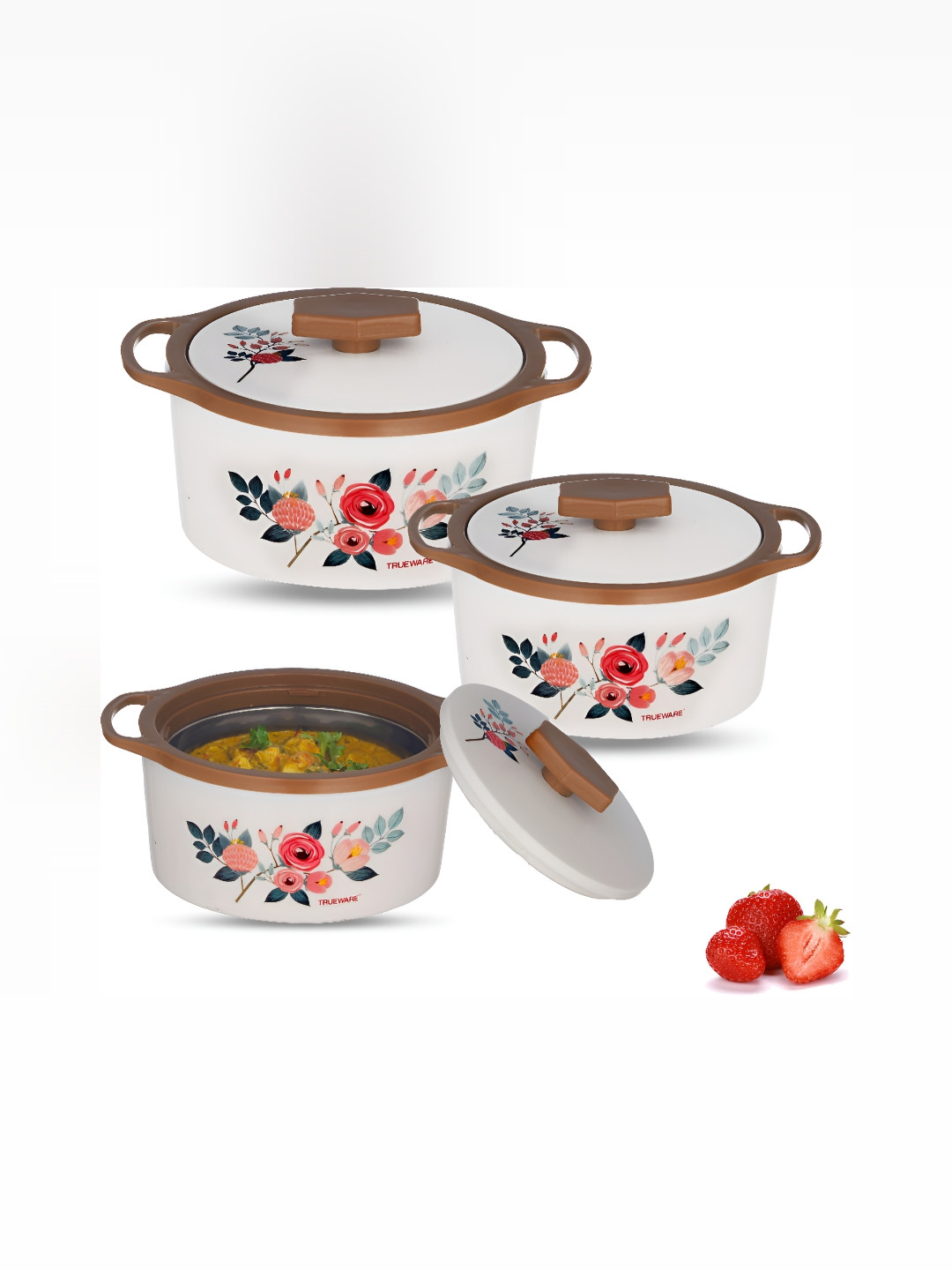 

Trueware Brown & White 3 Pieces Dishwasher Safe Casseroles