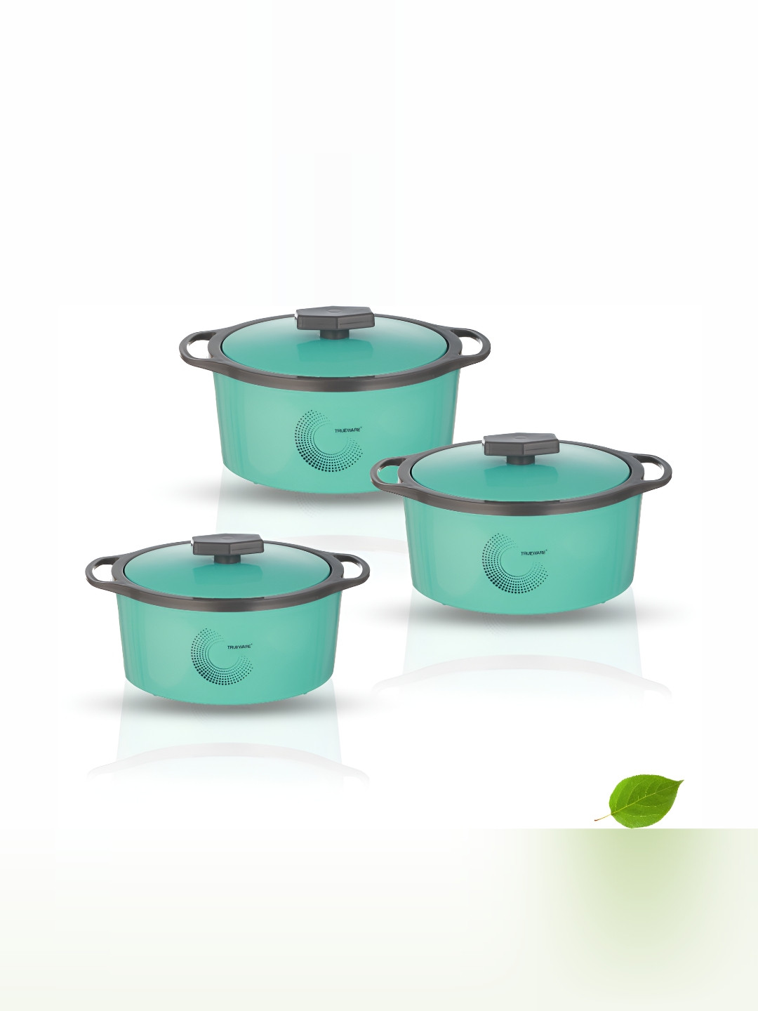 

Trueware Green & Grey 3 Pieces Dishwasher Safe Casserole Set