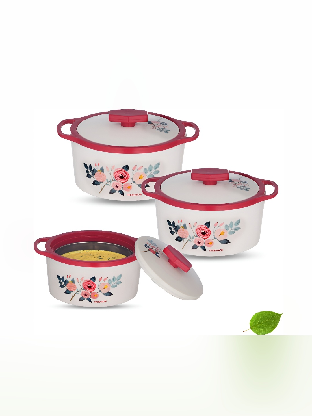 

Trueware White & Red 3 Pieces Dishwasher Safe Casserole