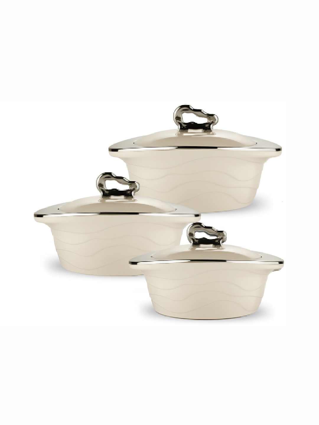 

Trueware White 3 Pcs Stainless Steel Dishwasher Safe Casserole Set