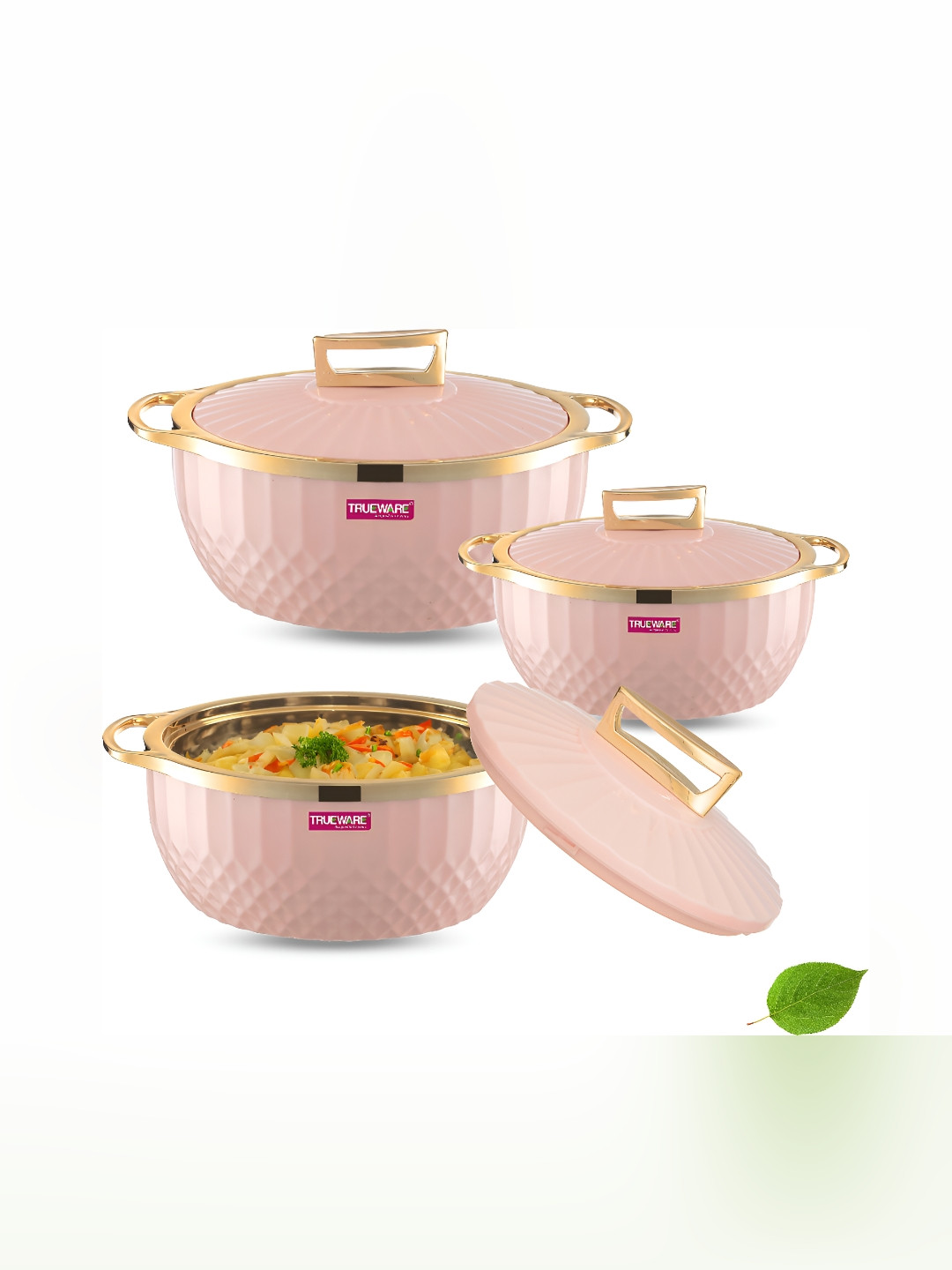 

Trueware Pink 3 Pieces Stainless Steel Dishwasher Safe Casseroles