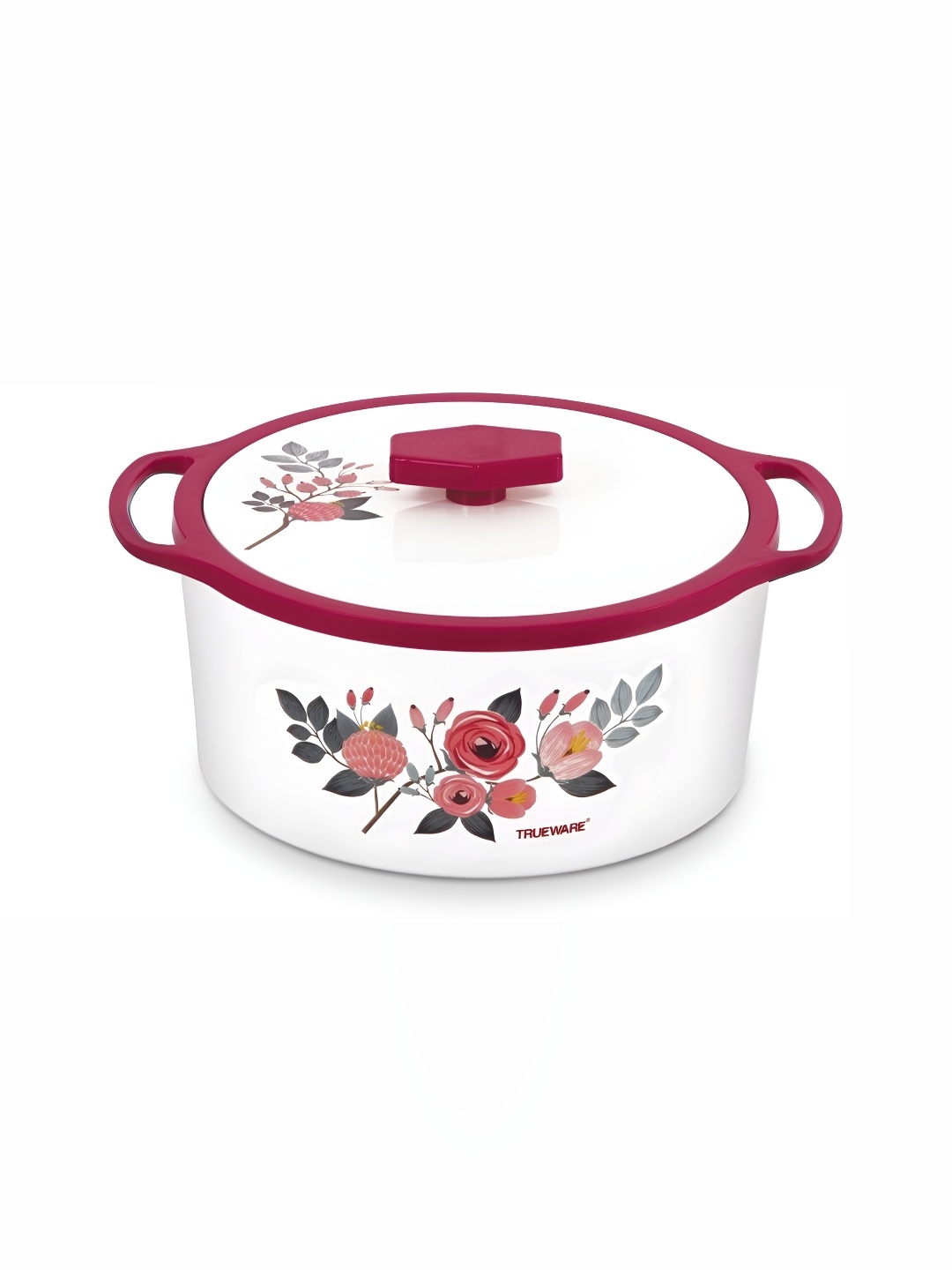 

Trueware White & Red Stainless Steel Dishwasher Safe Casserole 3L