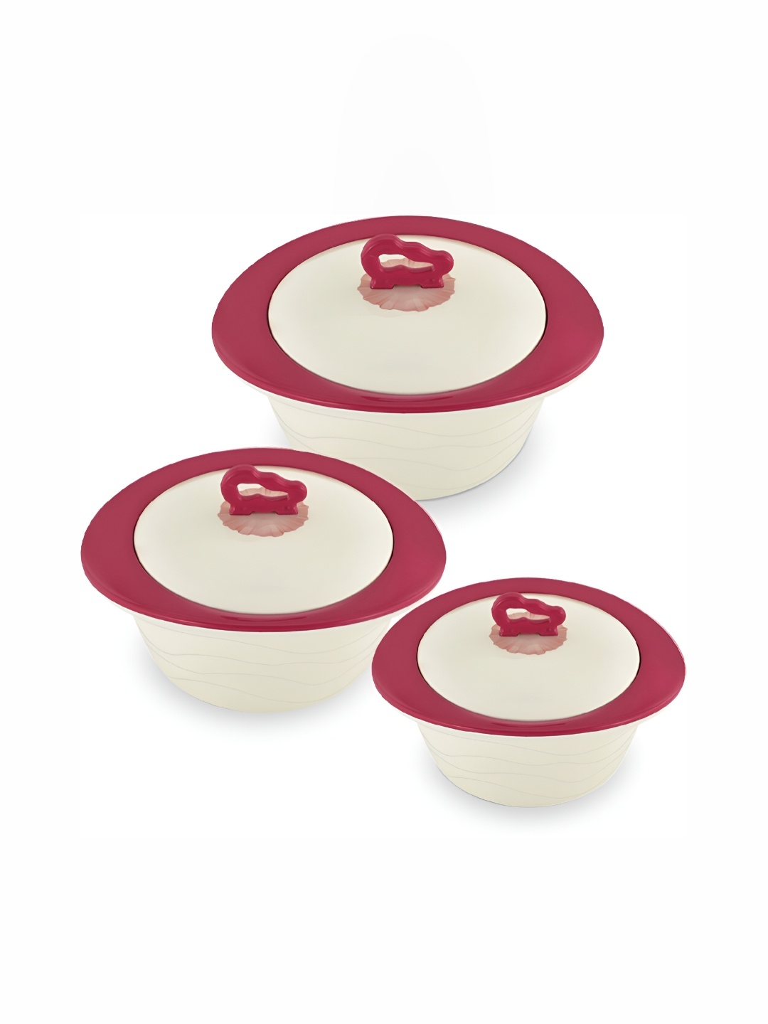 

Trueware White & Red 3 Pieces Stainless Steel Dishwasher Safe Casserole