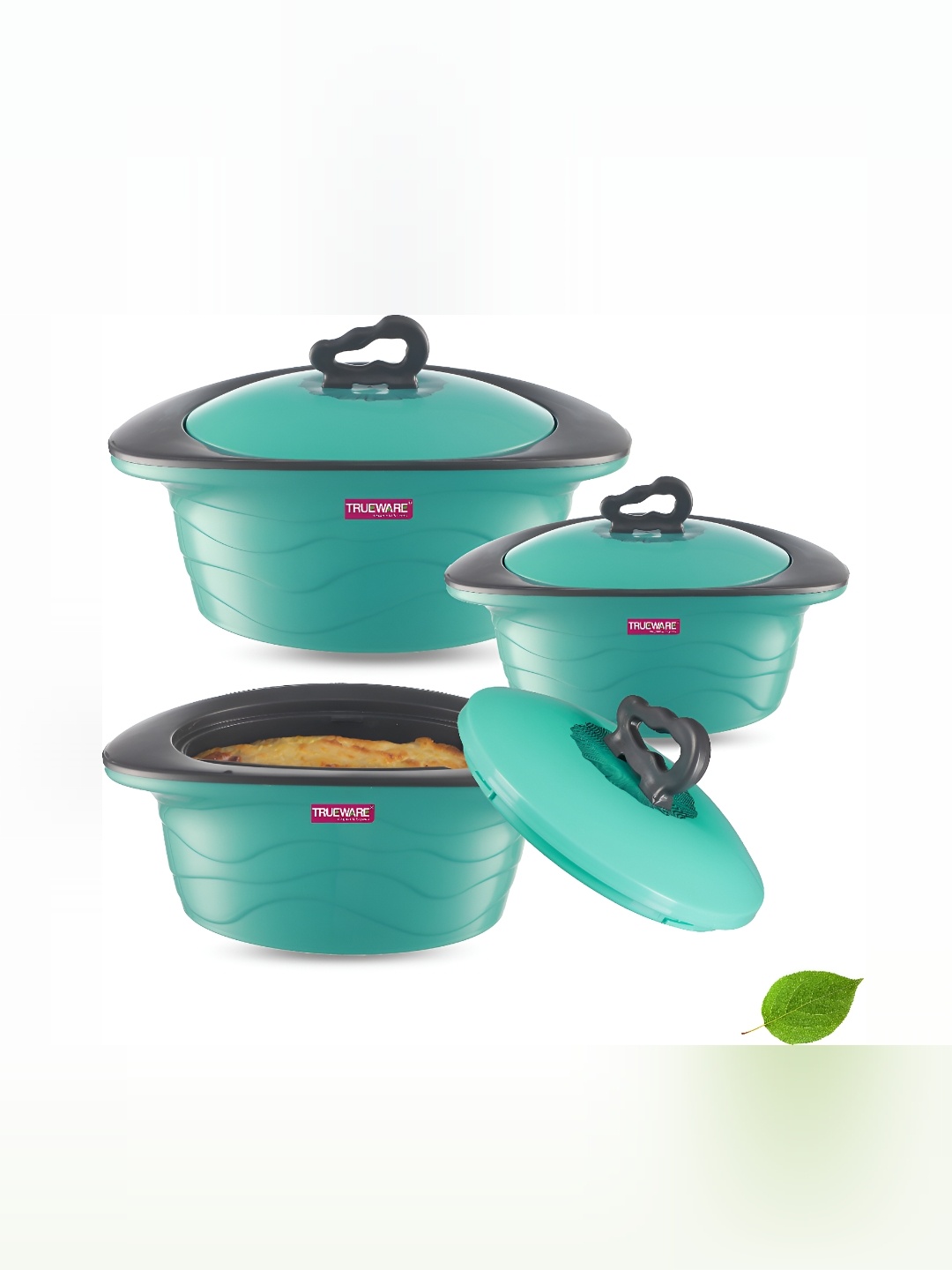 

Trueware Blue 3 Pieces Stainless Steel Dishwasher Safe Casserole Set