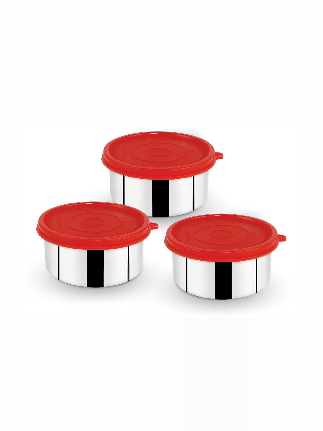 

Trueware Silver-Toned & Red 3 Pcs Stainless Steel Dishwasher Safe Food Container