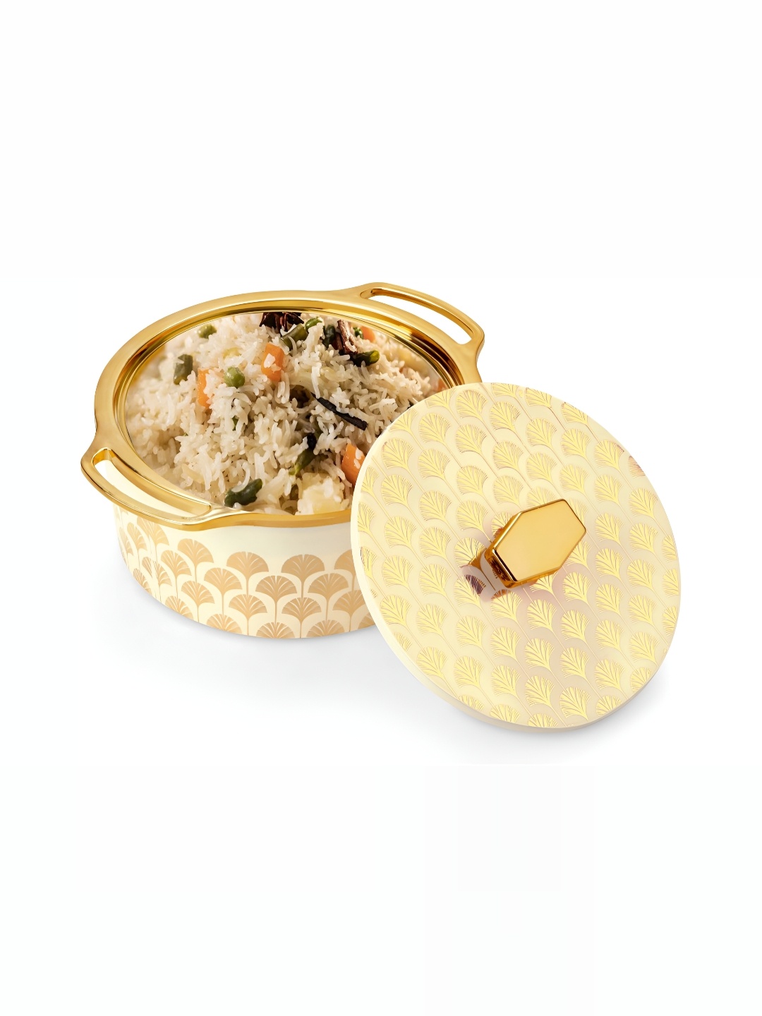 

Trueware White & Gold toned Stainless Steel Dishwasher Safe Casserole