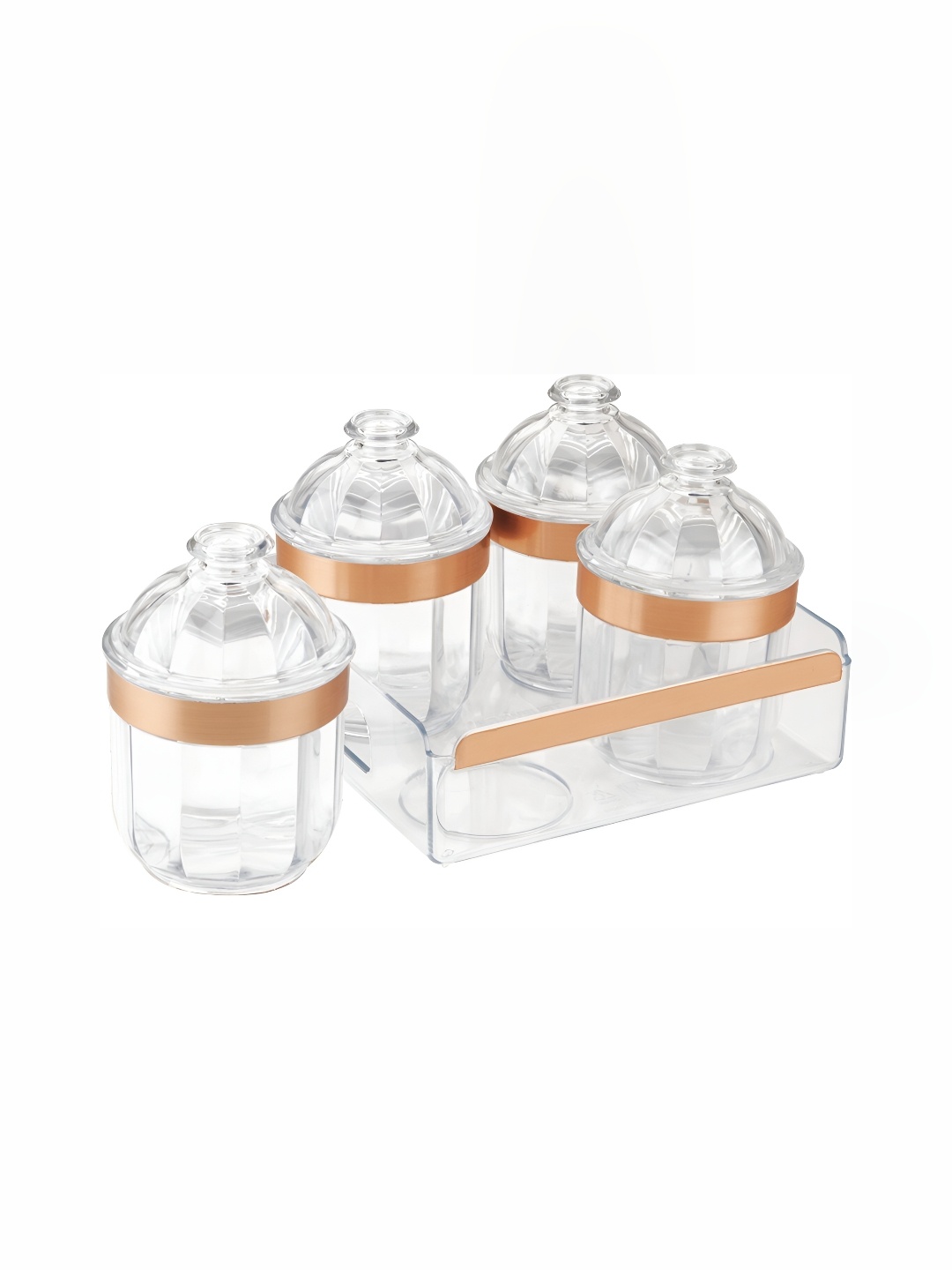 

Trueware Gold-Toned & Transparent 4 Pcs Dishwasher Safe Food Container With Serving Tray