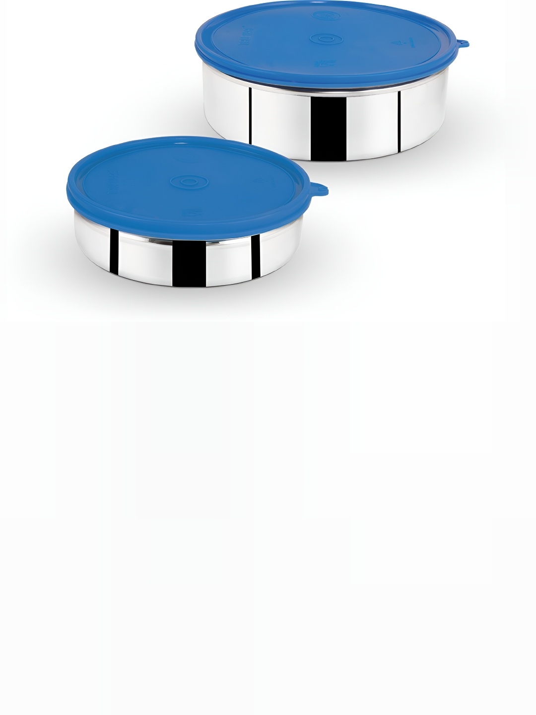 

Trueware Silver-Toned & Blue 2 Pieces Stainless Steel Dishwasher Safe Food Container
