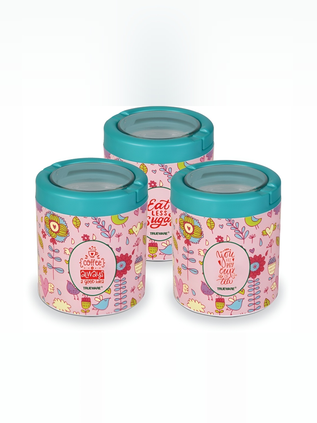 

Trueware Pink & Green 3 Pieces Dishwasher Safe Containers 750ml Each