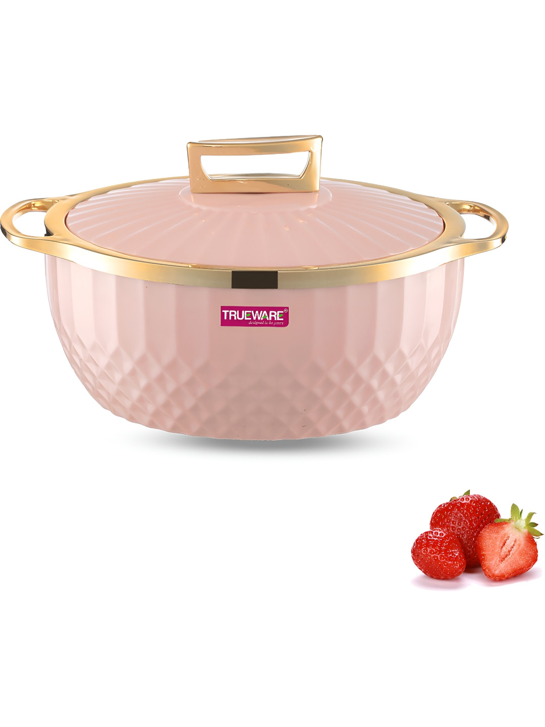 

Trueware Pink Stainless Steel Textured Dishwasher Safe Casserole