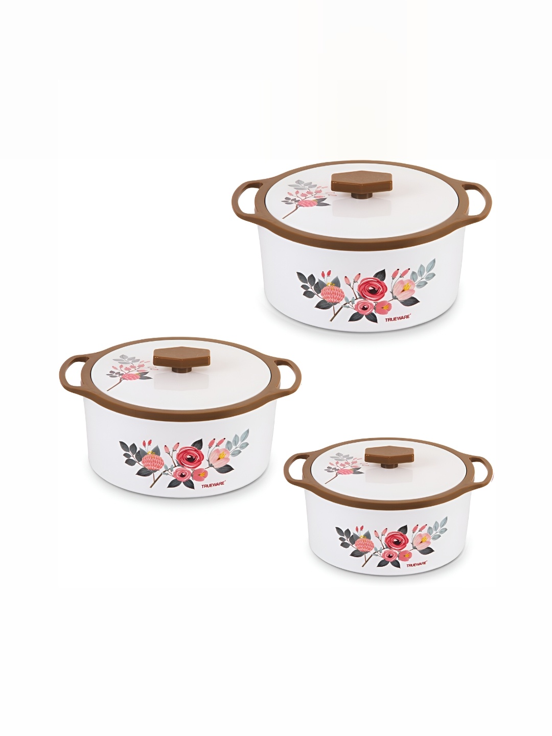 

Trueware White & Brown 3 Pcs Dishwasher Safe Casserole Set
