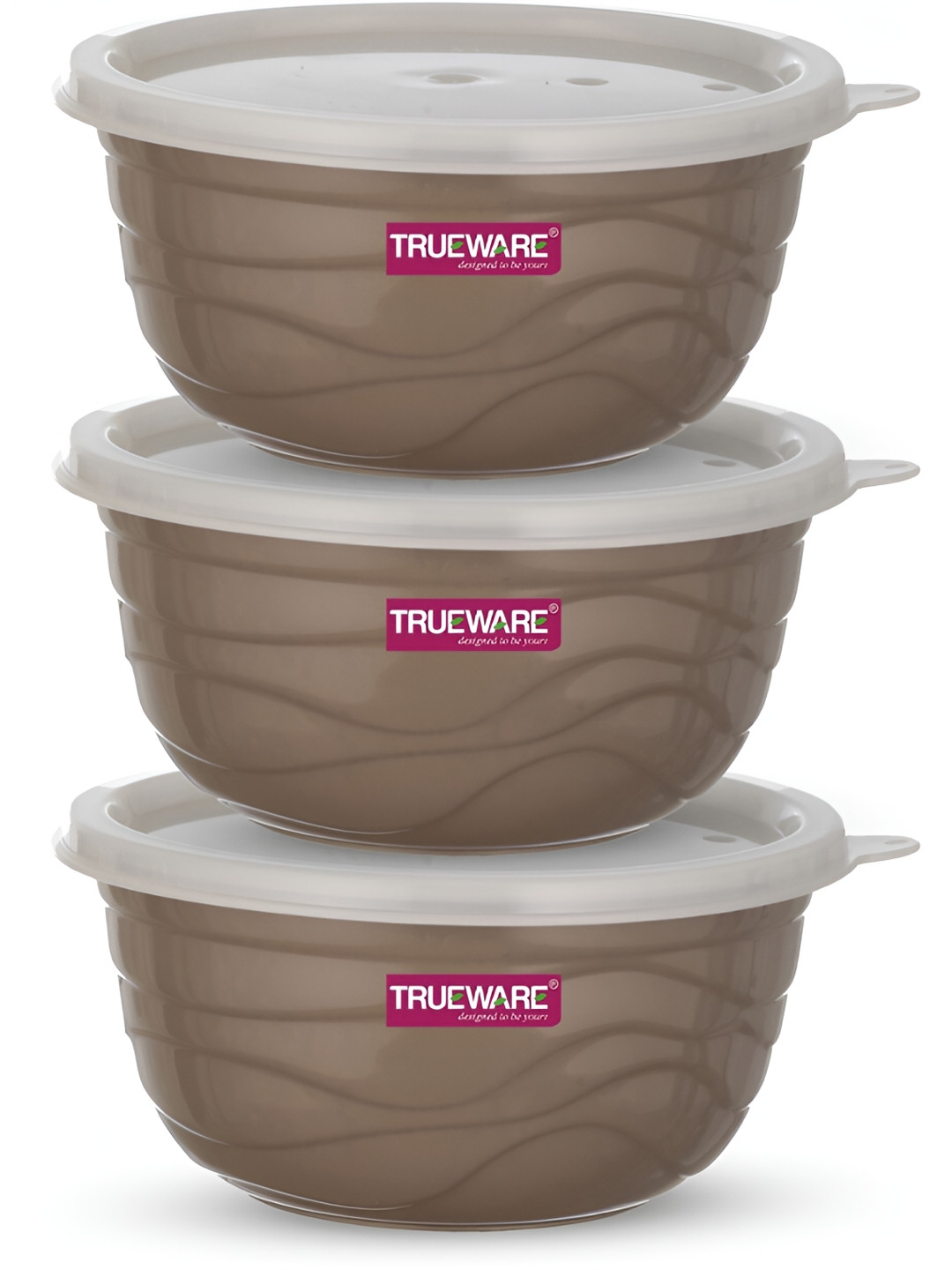 

Trueware Brown 3 Pieces Stainless Steel Dishwasher Safe Container