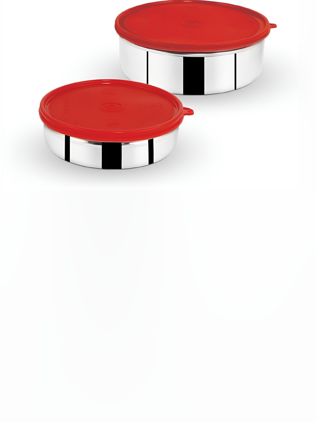 

Trueware Silver-Toned & Red 2 Pieces Stainless Steel Dishwasher Safe Food Container
