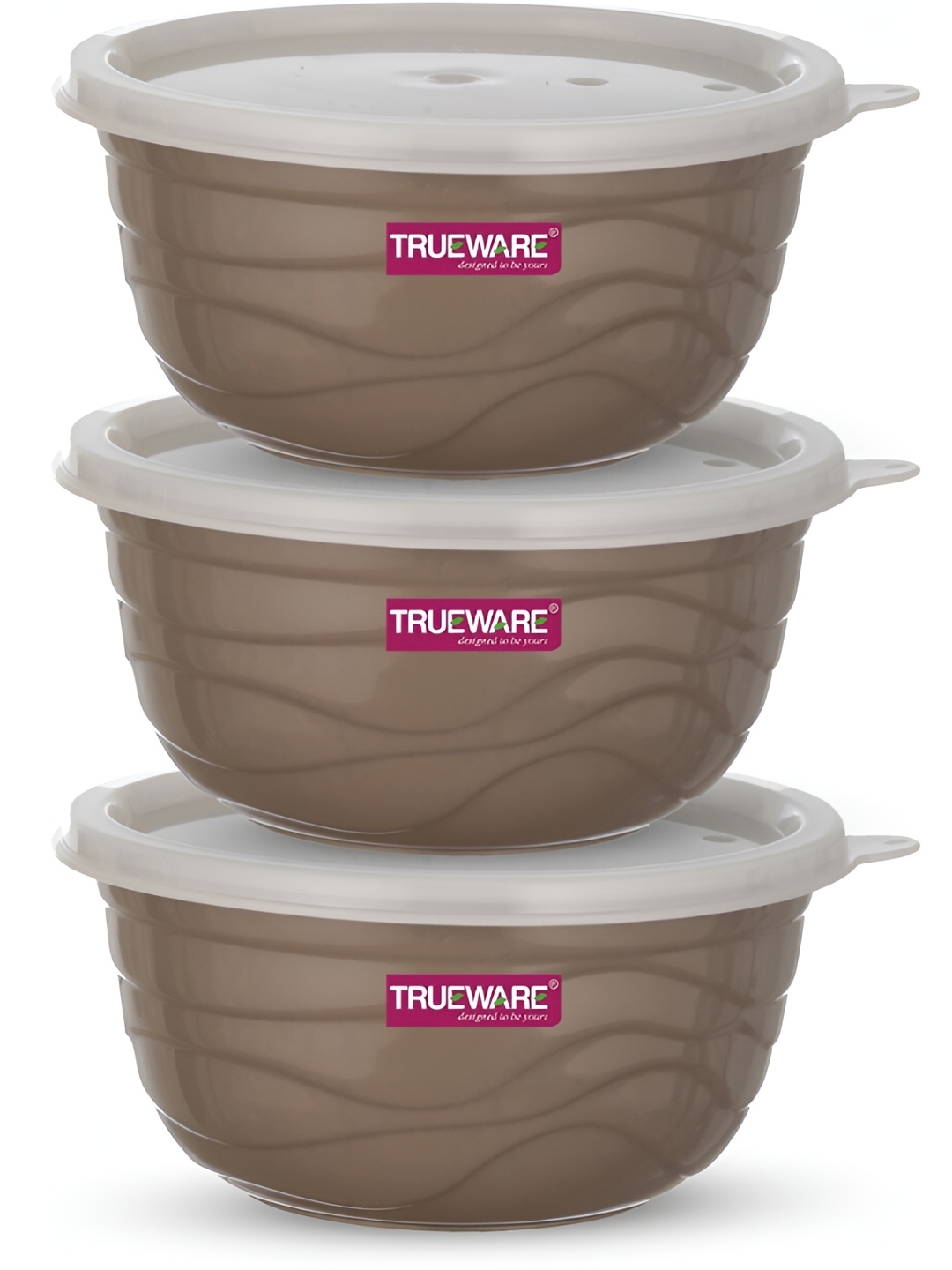 

Trueware Brown 3 Pcs Dishwasher Safe Food Containers 1 L