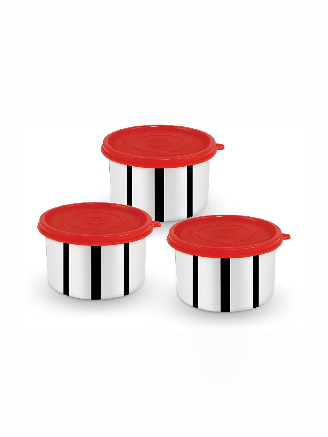 

Trueware Silver-Toned & Red 3 Pieces Stainless Steel Dishwasher Safe container