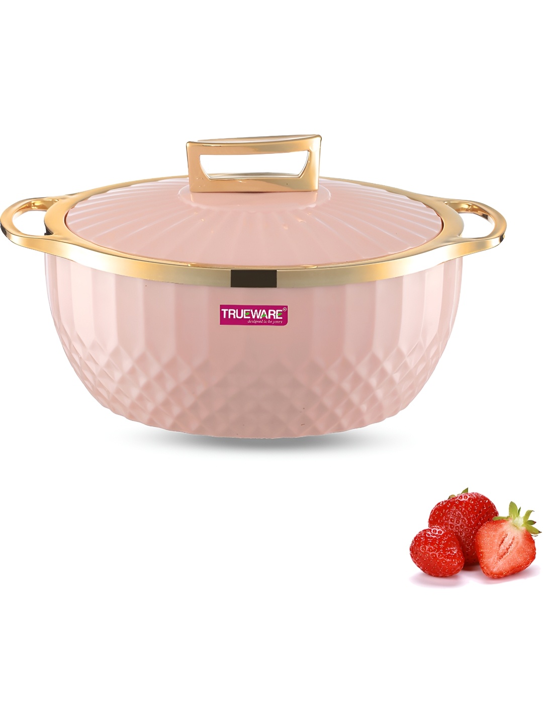 

Trueware Pink & Gold Toned Textured Stainless Steel Dishwasher Safe Serve Casserole