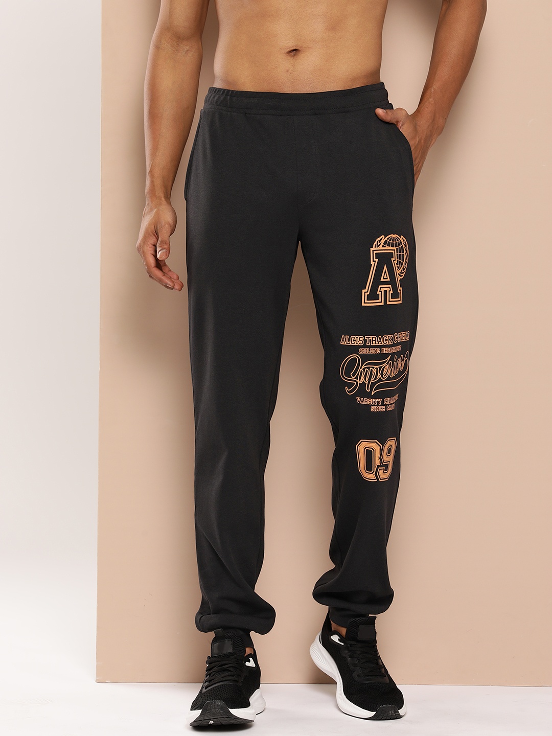 

Alcis Typography Printed DryTech+ Sports Joggers, Black