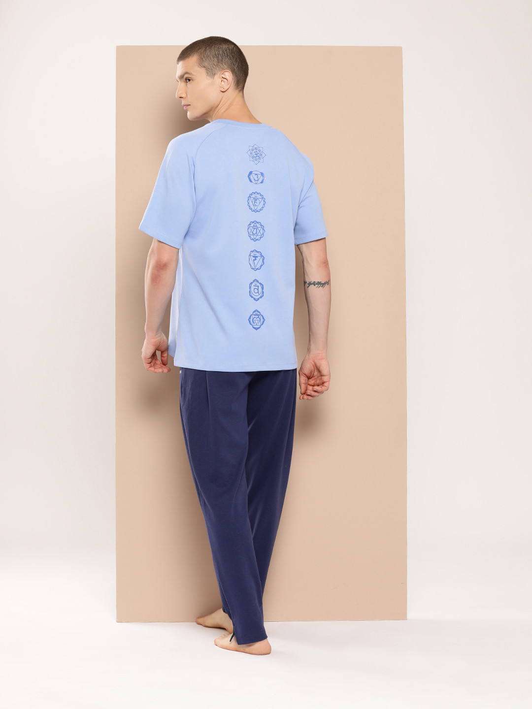 

Alcis Men Printed Yoga T-shirt, Turquoise blue