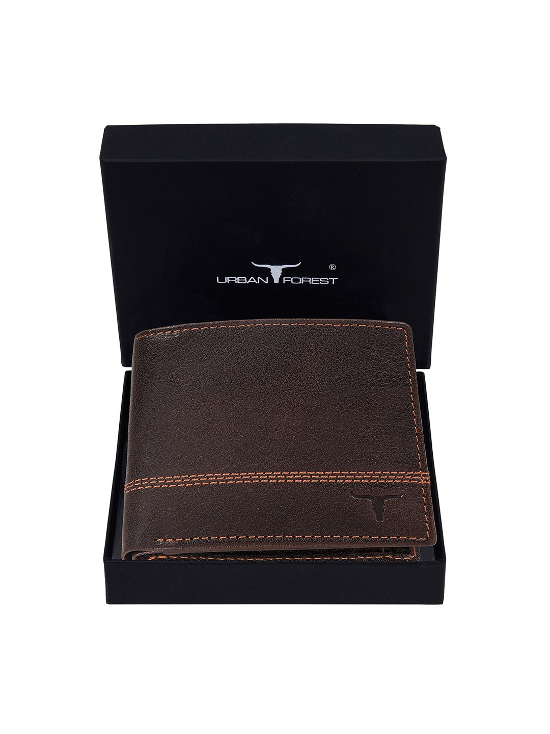 

URBAN FOREST Men Leather Rfid Two Fold Wallet, Brown