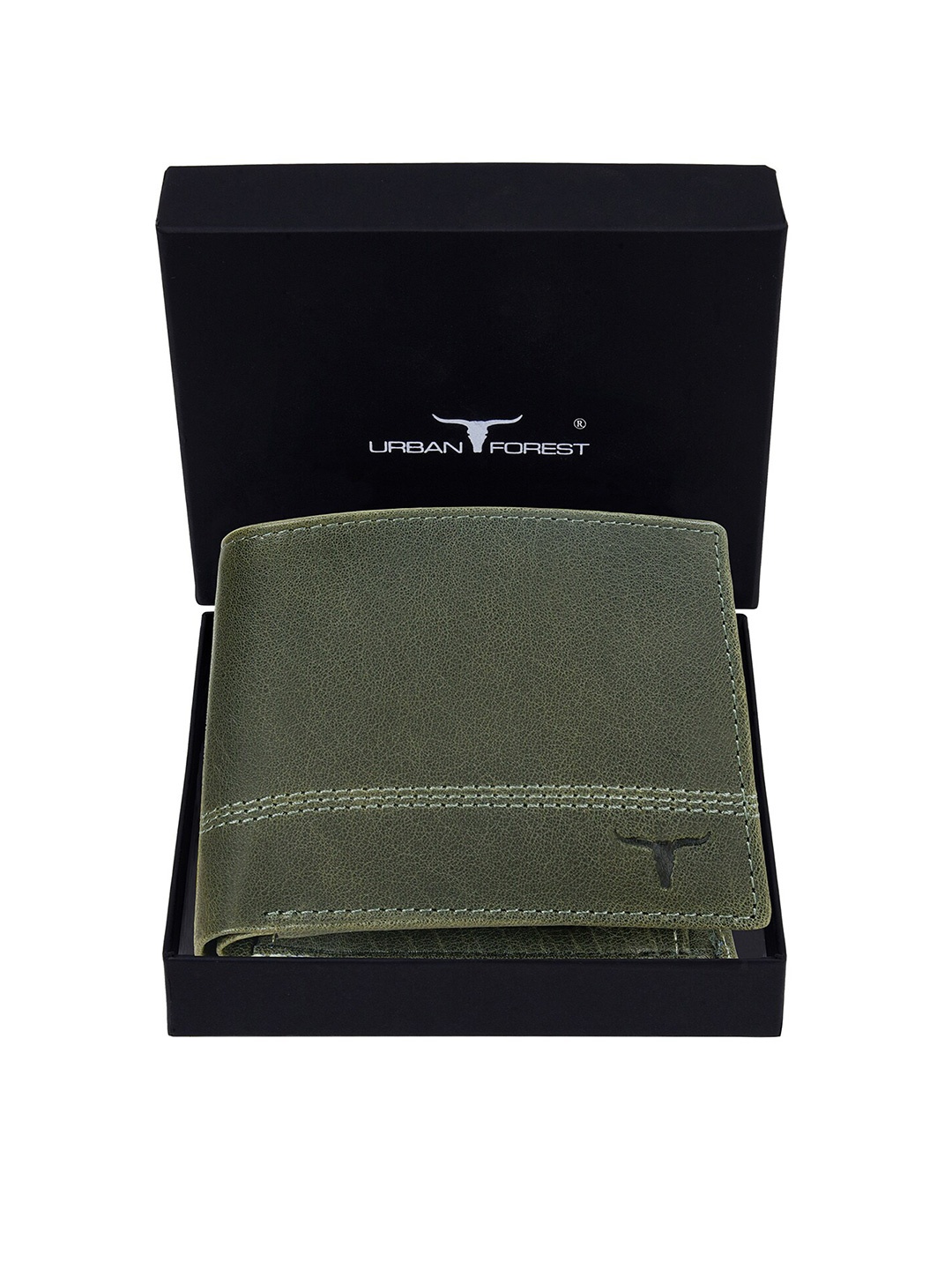 URBAN FOREST Men Leather Two Fold Wallet, Green
