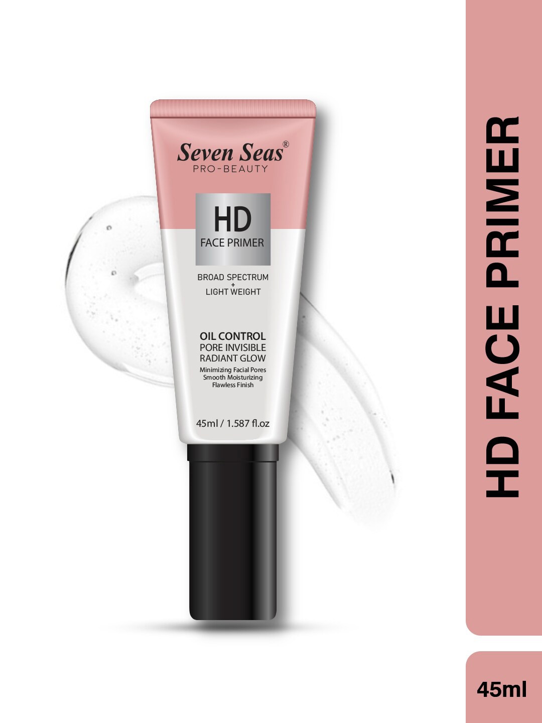 

Seven Seas Oil Control Pore Invisible Radiant Glow HD Face Primer - 45 ml, Pink