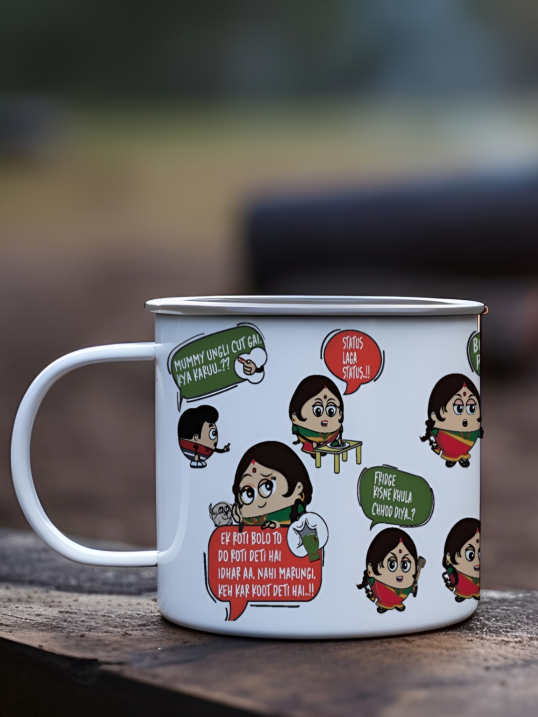 

Indigifts White & Red Text or Slogans Printed Steel Dishwasher Safe Matte Cup 250 ml