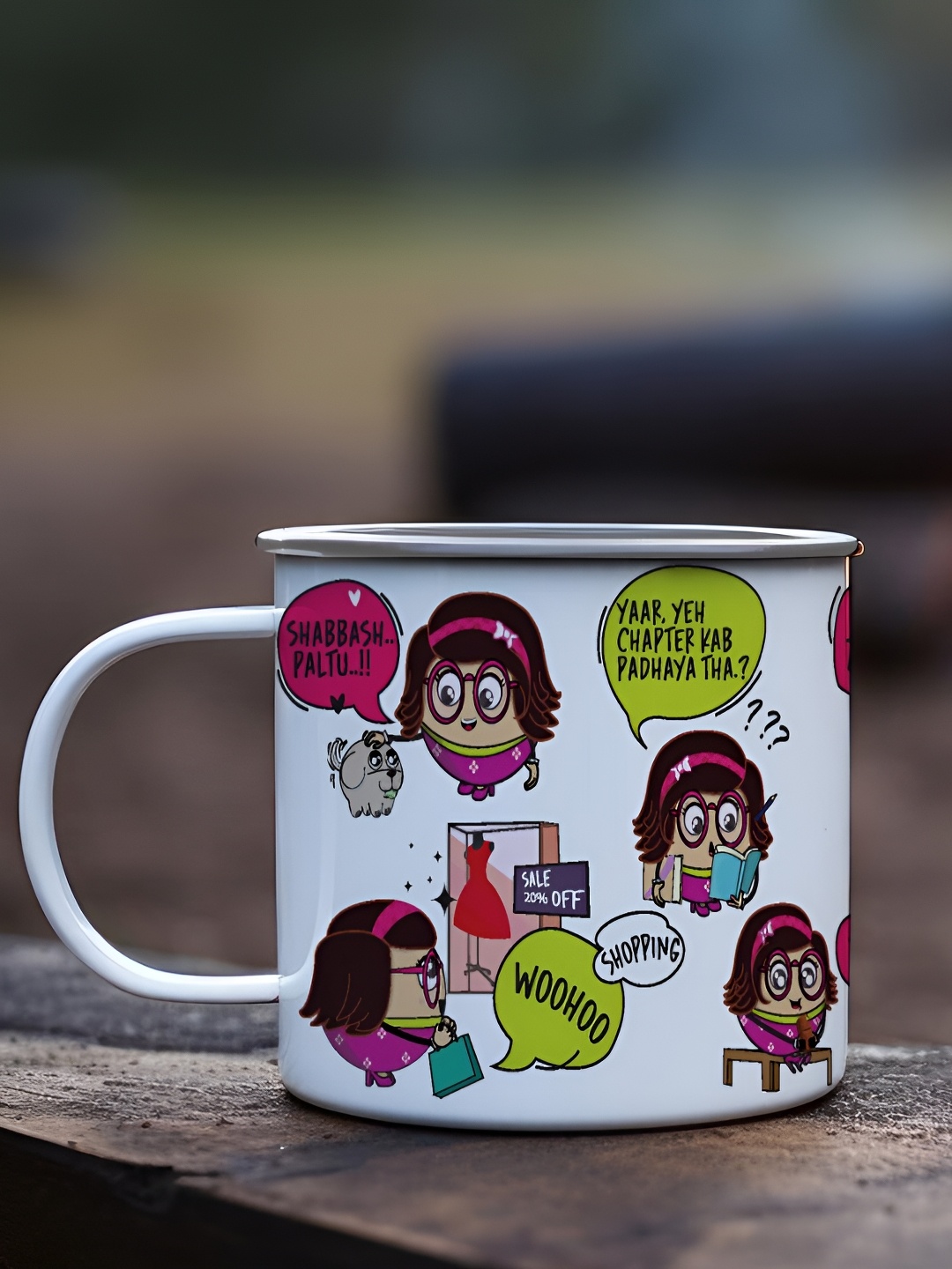 

Indigifts White Printed Steel Mug 250 ML