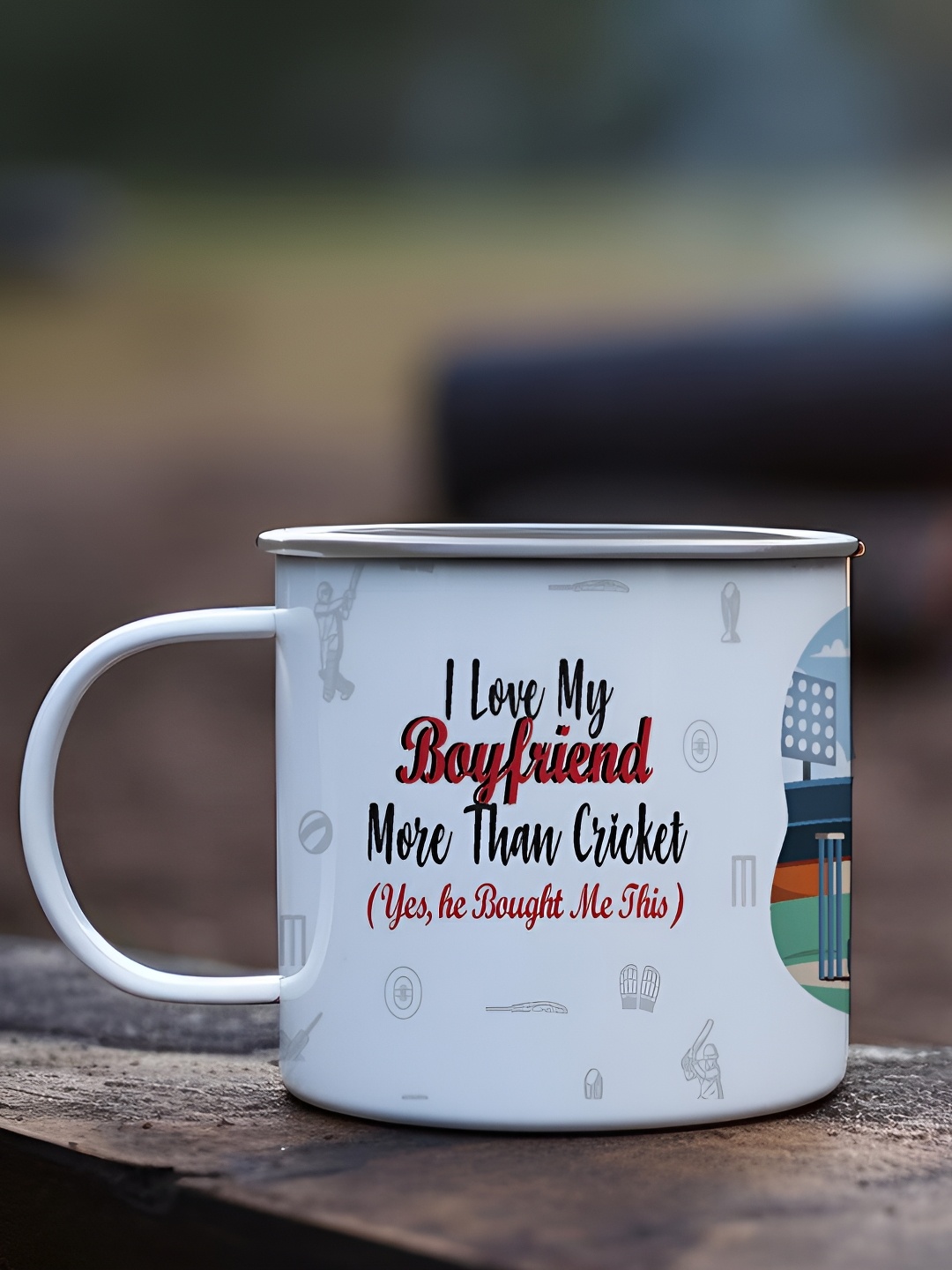 

Indigifts White Printed Steel Mug 250 ML