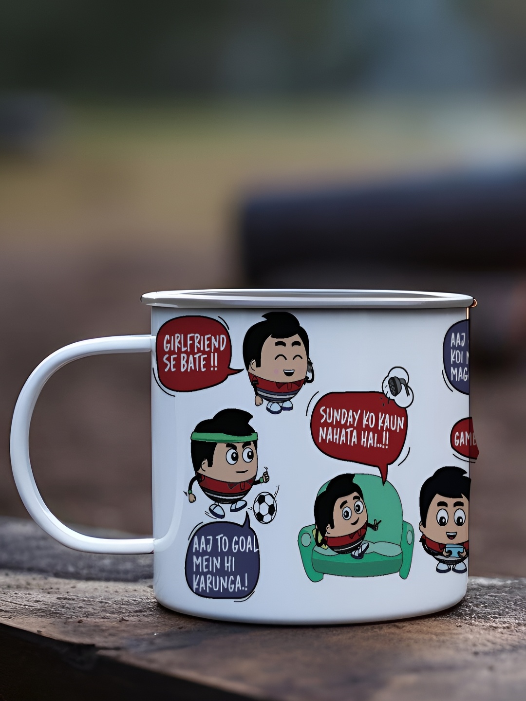 

Indigifts White Printed Steel Mug 250 ML