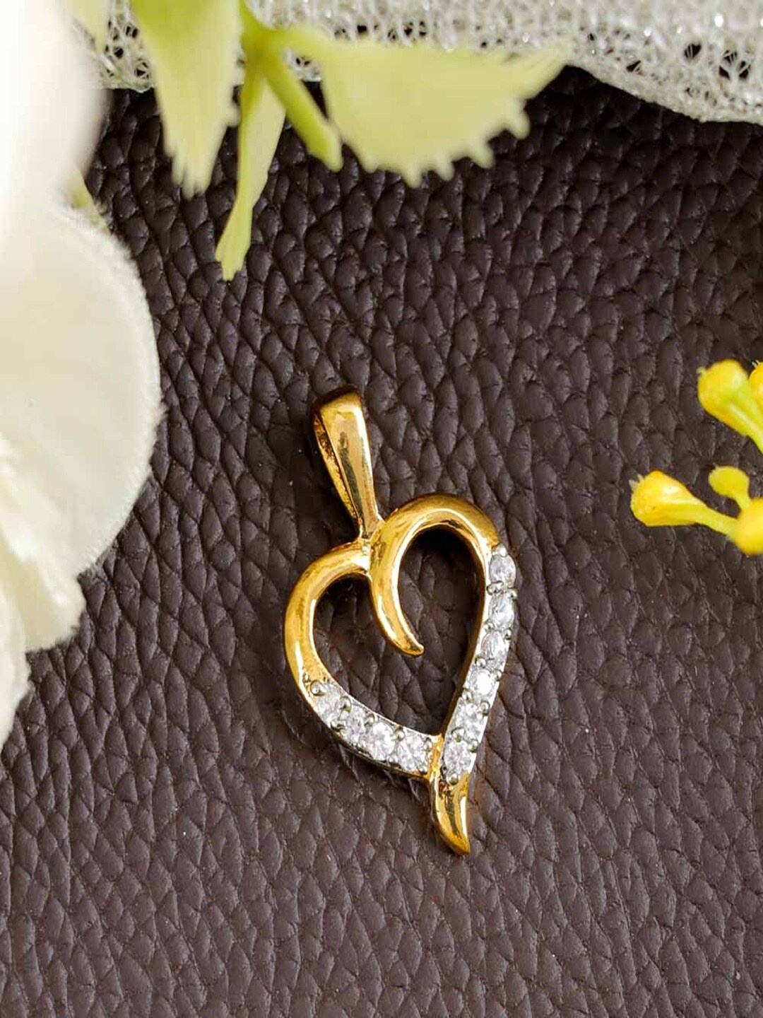 

UNIVERSITY TRENDZ Gold-Plated Cubic Zirconia Heart Shaped Pendants