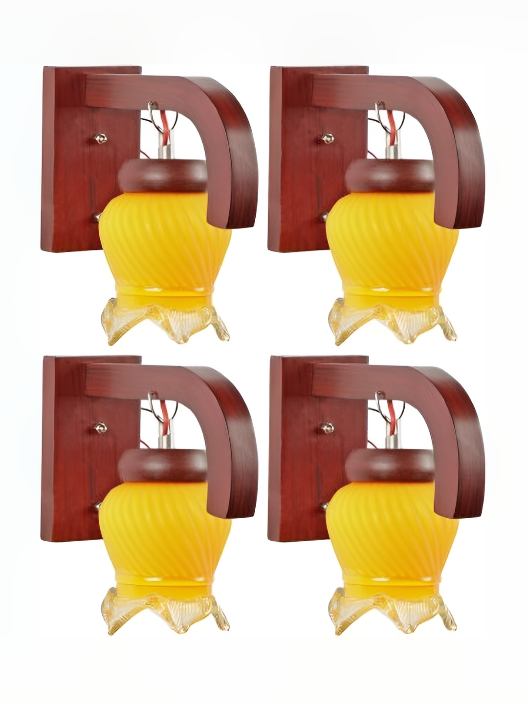 

1ST TIME Brown & Yellow Textured Glass Traditional Wall Lamp