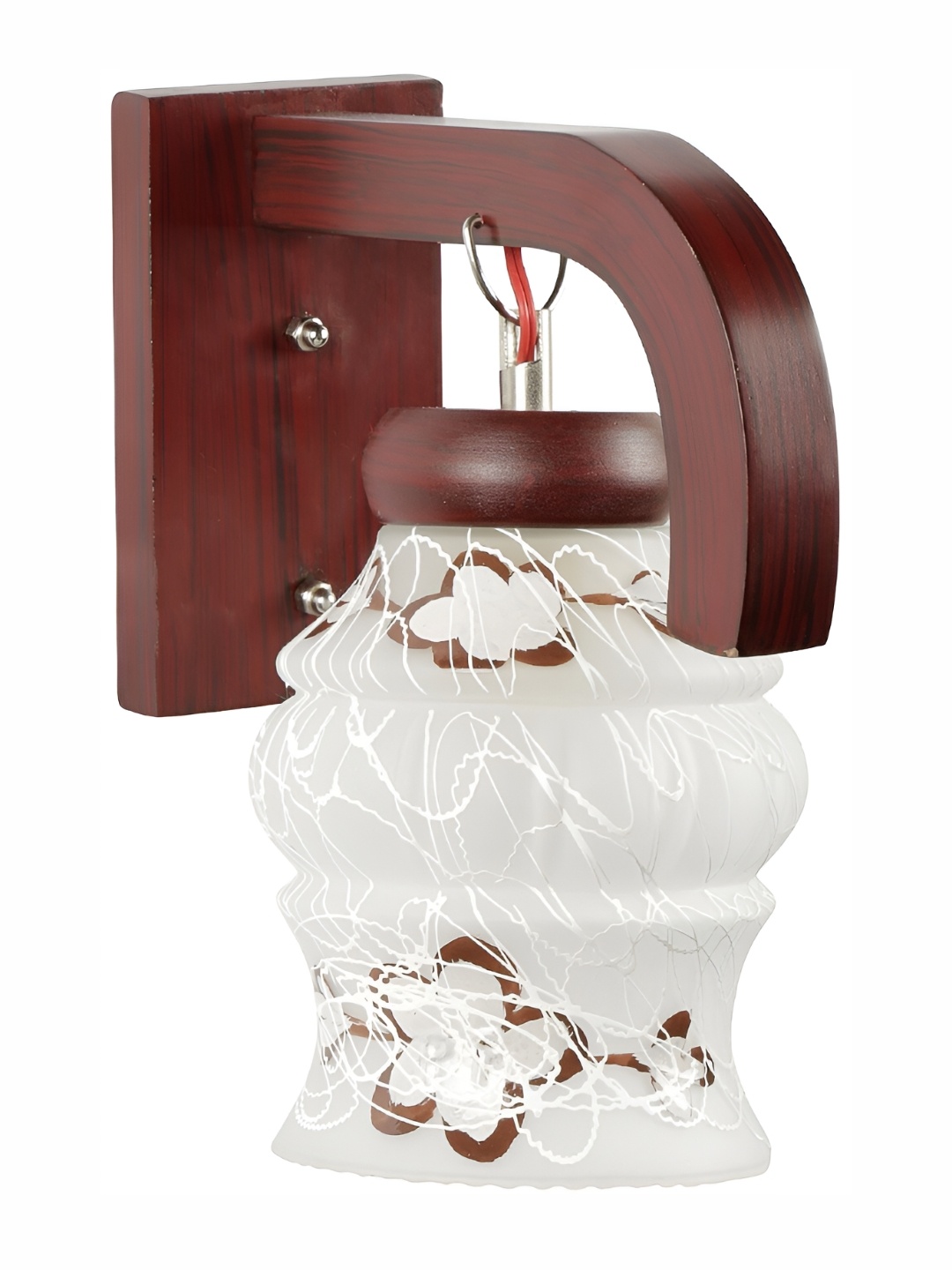 1ST TIME Brown & White Printed Glass Traditional Wall Lamp