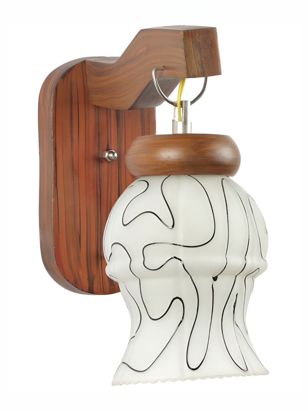 

1ST TIME White & Brown Printed Glass Contemporary Wall Lamp